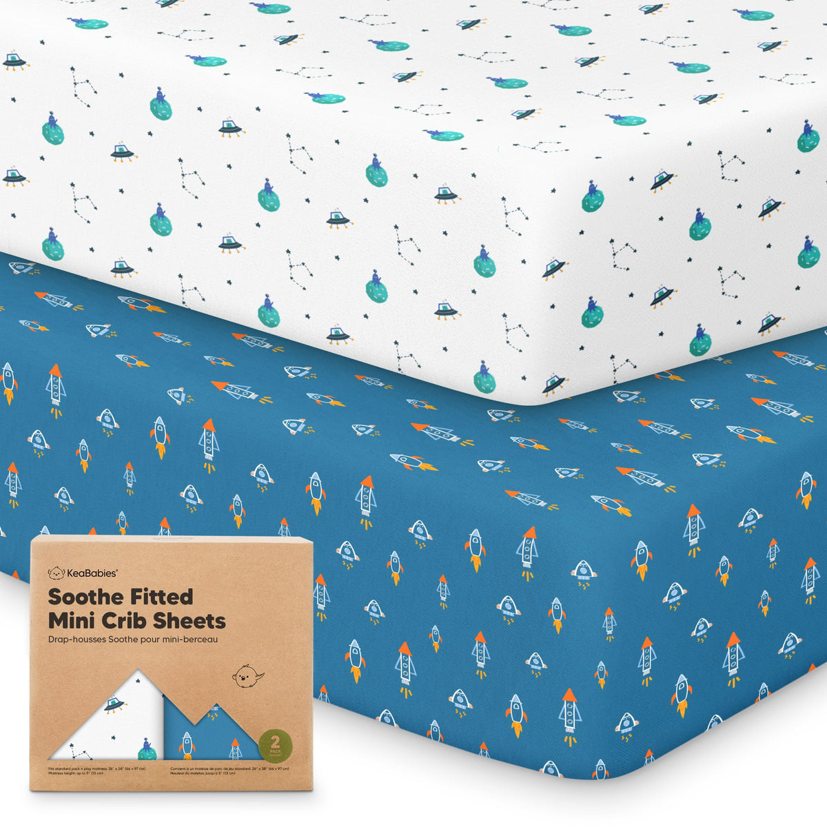 KeaBabies Soothe mini crib sheets fabric closeup shows organic cotton softness for gentle sleep