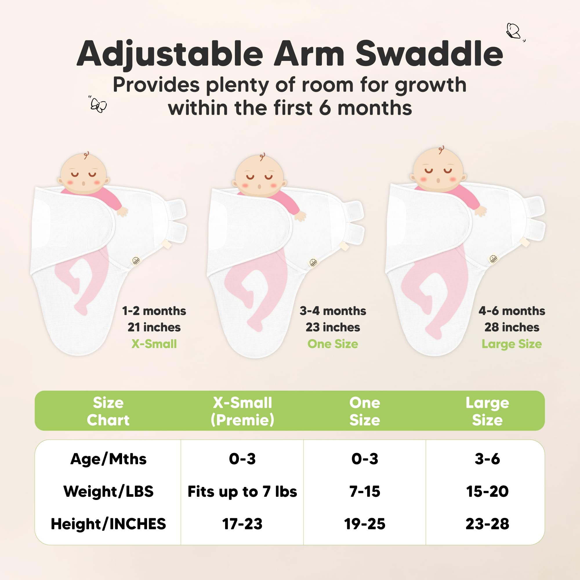 KeaBabies Soothe Wren swaddle glacier durability and care in machine-washable fabric.