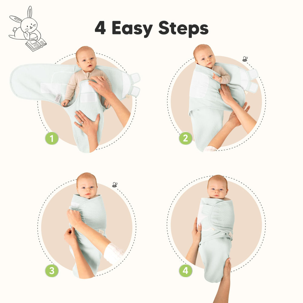 KeaBabies Soothe Wren swaddle glacier waffle-knit texture emphasizes airy comfort.