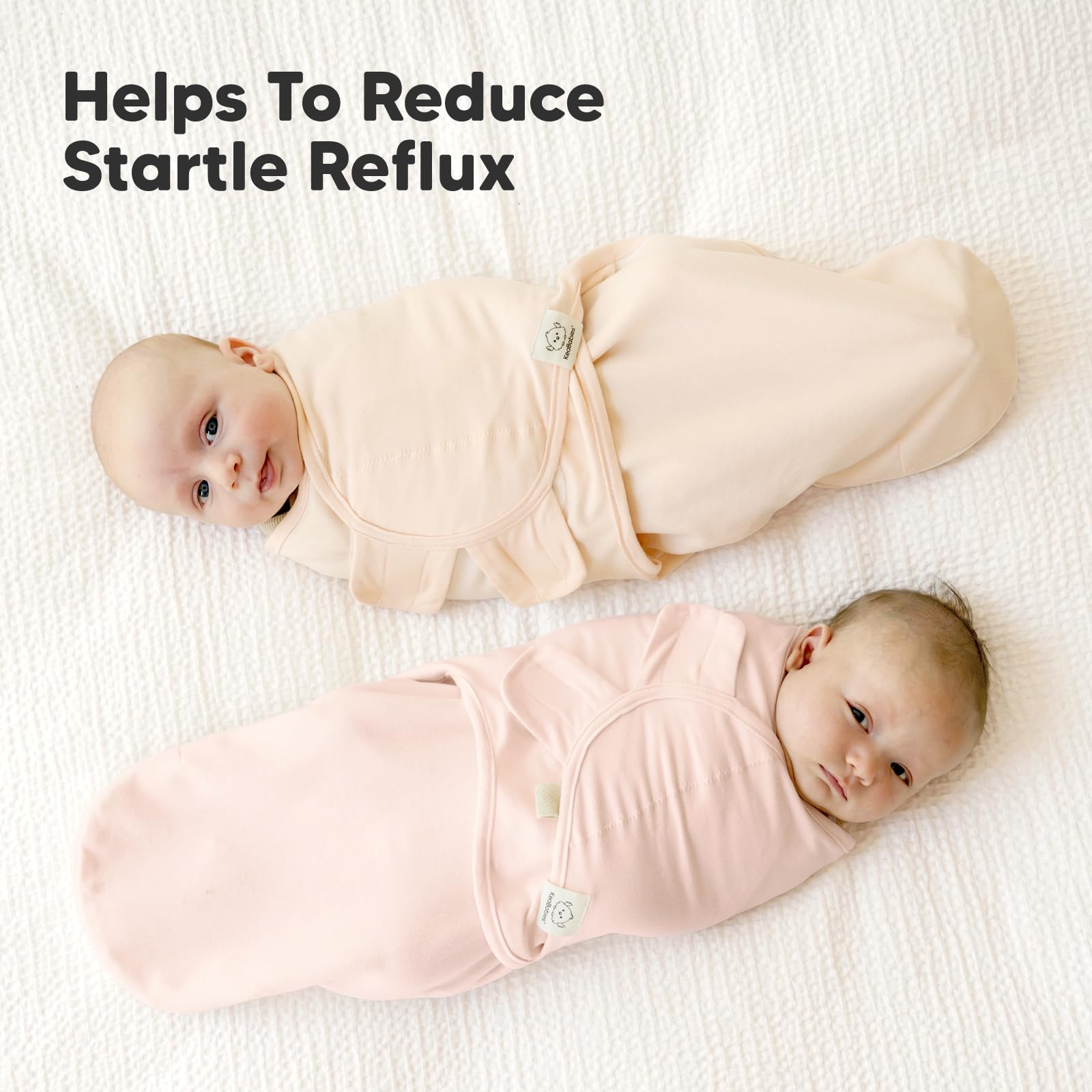 KeaBabies Soothe Zippy 3-6m size L—growth-friendly swaddle.