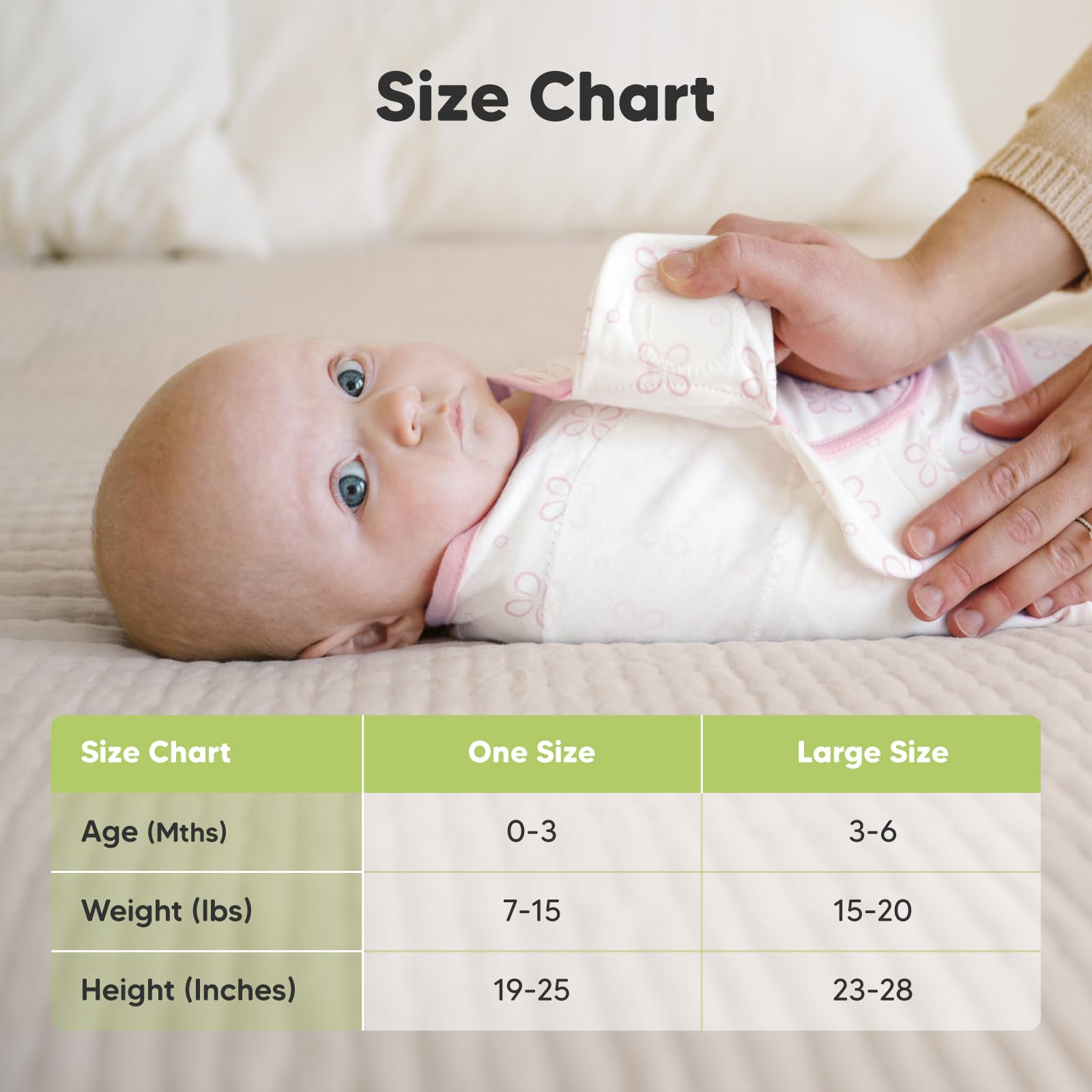 KeaBabies Soothe Zippy Swaddle easy diaper-change zipper in action.