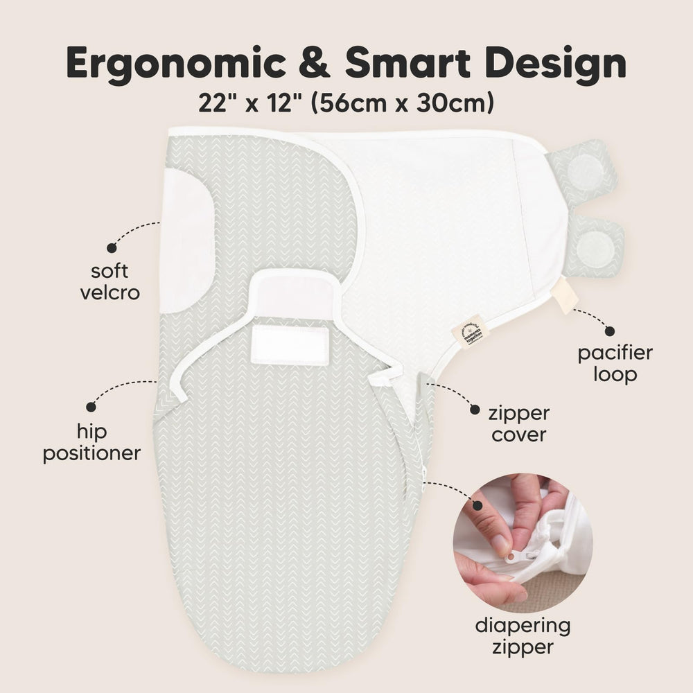KeaBabies Soothe Zippy Swaddle Forest fabric-closeup emphasizes soft organic cotton feel.