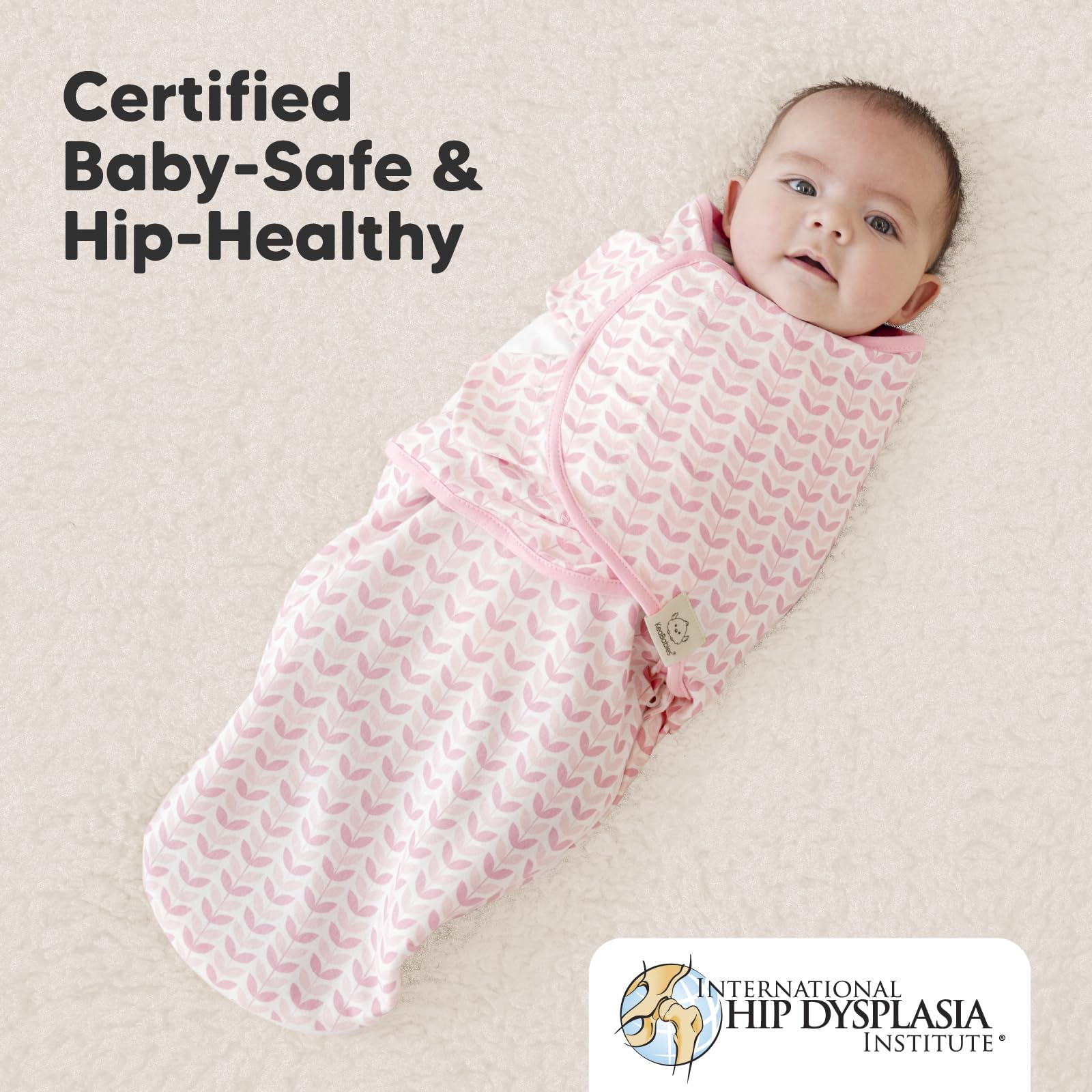 KeaBabies Soothe Zippy Swaddle hip-healthy IHDI certified ergonomic design.