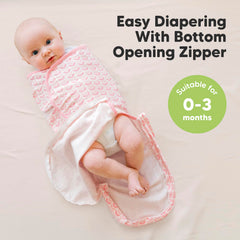 KeaBabies Soothe Zippy Swaddle organic cotton fabric highlights breathable comfort.