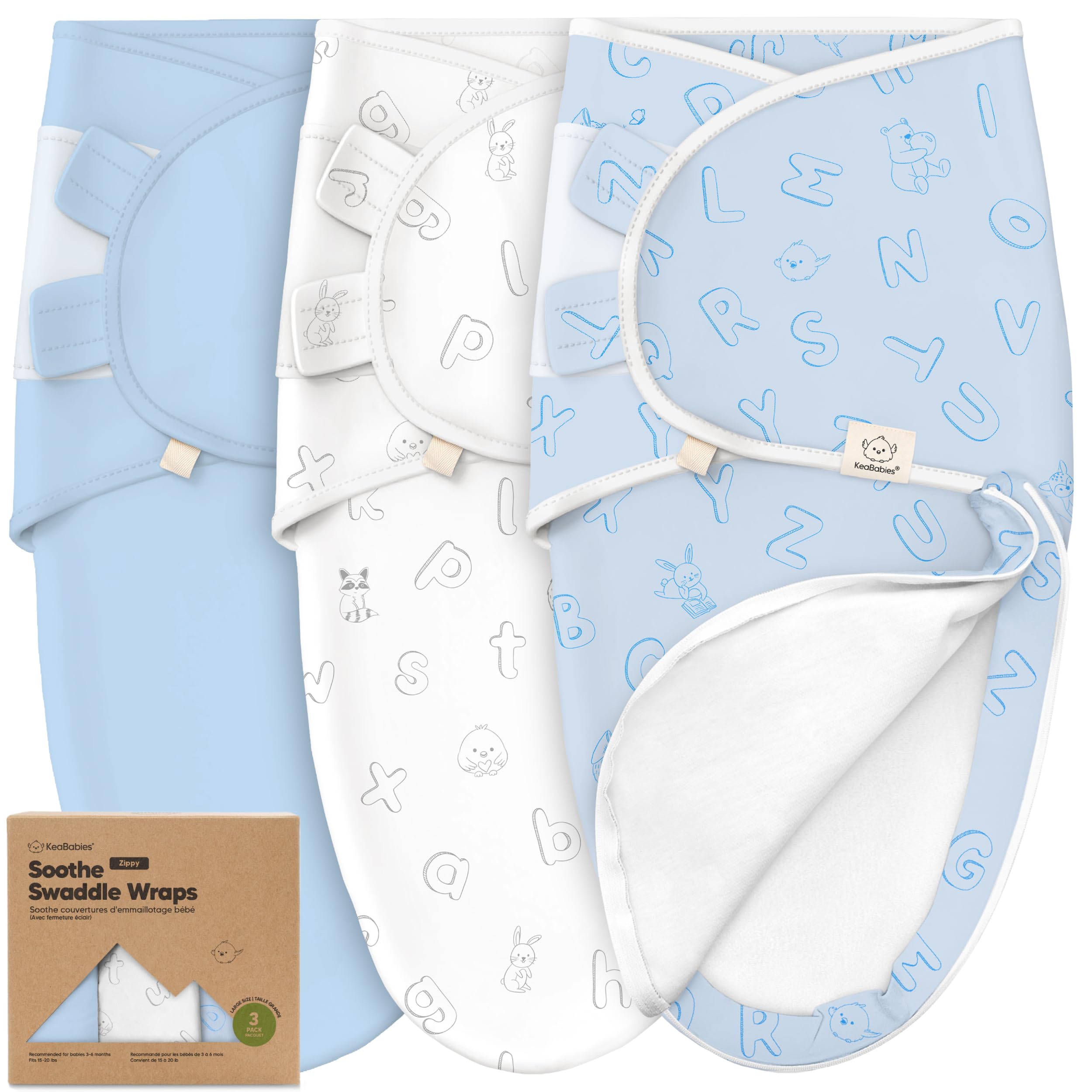 KeaBabies Soothe Zippy Swaddle Sack close-up shows soft organic cotton fabric for newborn comfort.