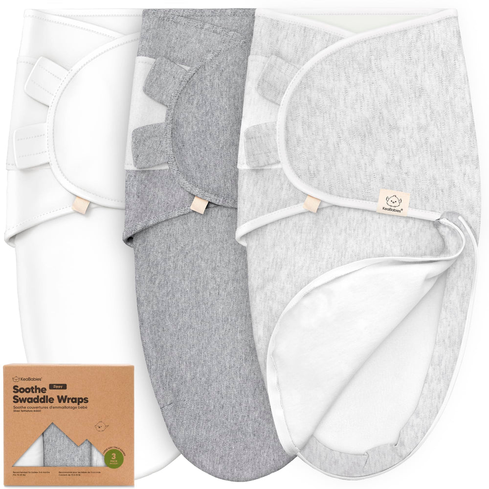 KeaBabies Soothe Zippy Swaddle Cloud open shows breathable organic cotton for newborn comfort.