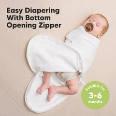 KeaBabies Soothe Zippy Swaddle Cloud zipper close enables easy diaper changes at night.