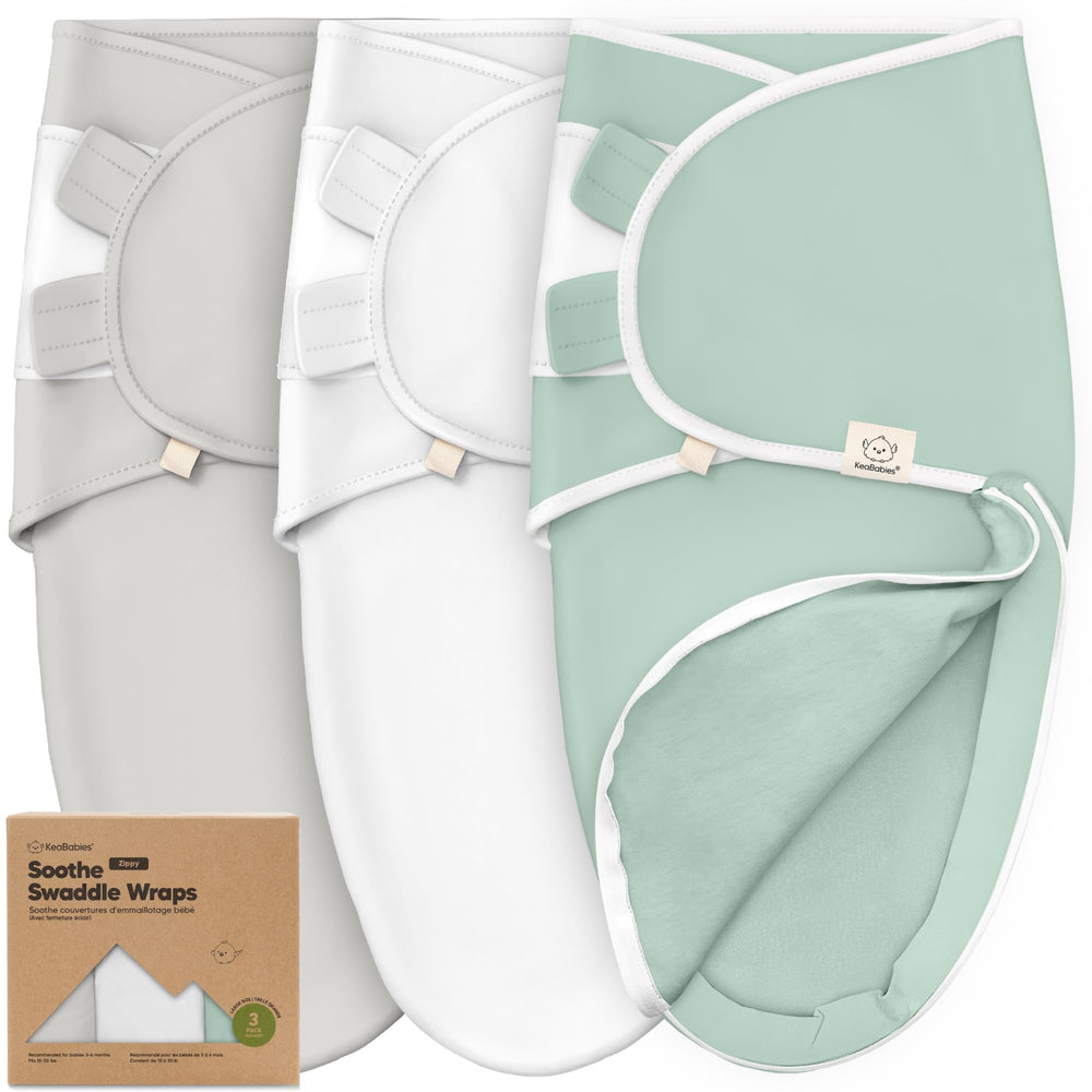 KeaBabies Soothe Zippy Swaddle Sack folded for travel-friendly storage