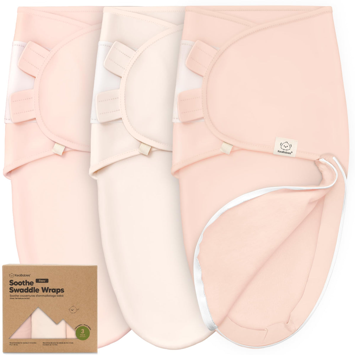 KeaBabies Soothe Zippy swaddle fabric closeup—soft organic cotton for gentle comfort.