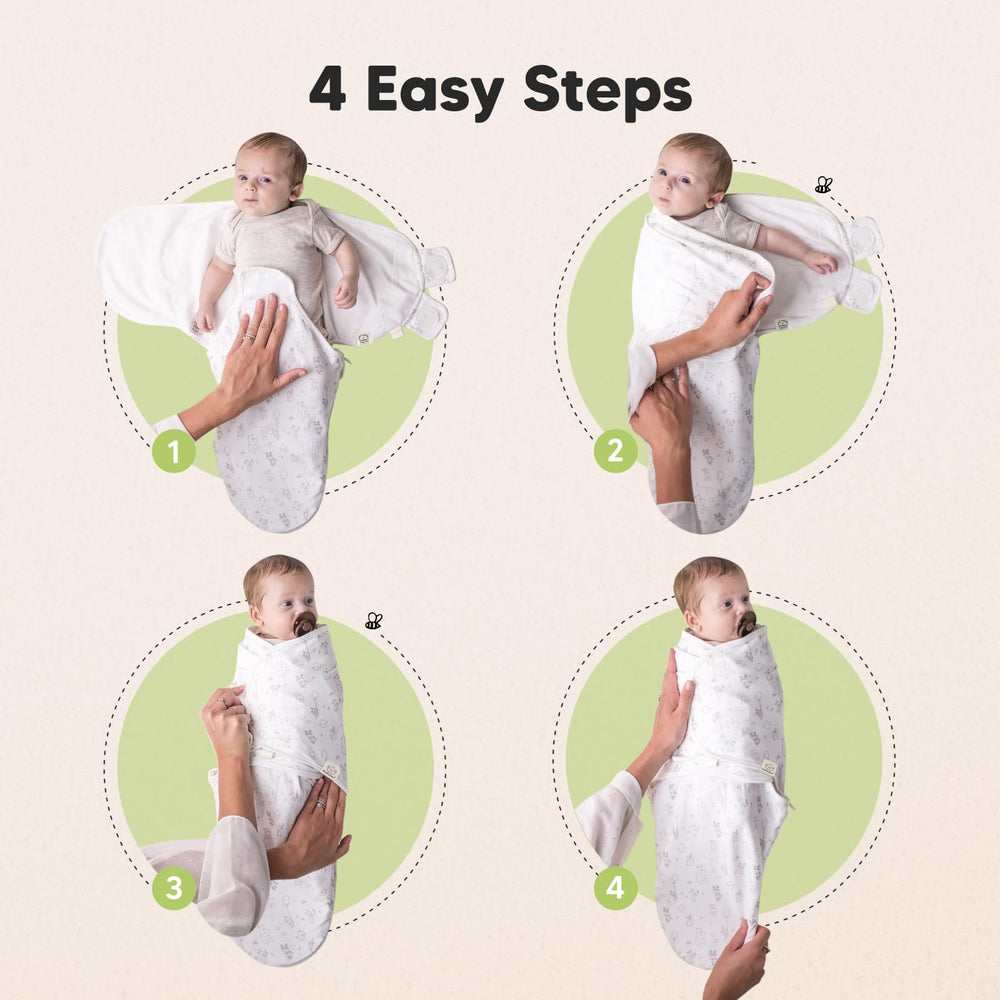 KeaBabies Soothe Zippy Swaddle three-pack display offers convenient value.
