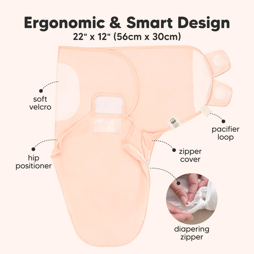 KeaBabies Soothe Zippy zipper swaddle—easy diaper changes.