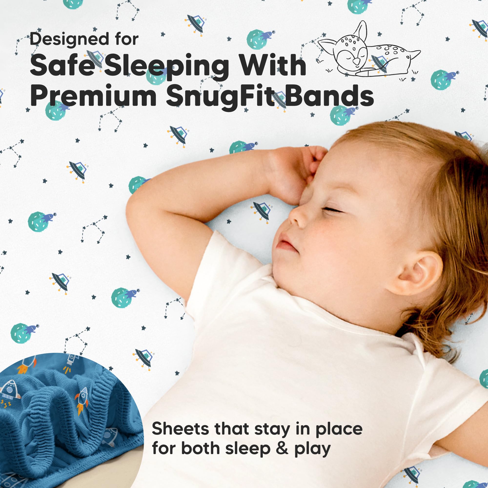 KeaBabies Space Quest SnugFit fabric makes fitting easy