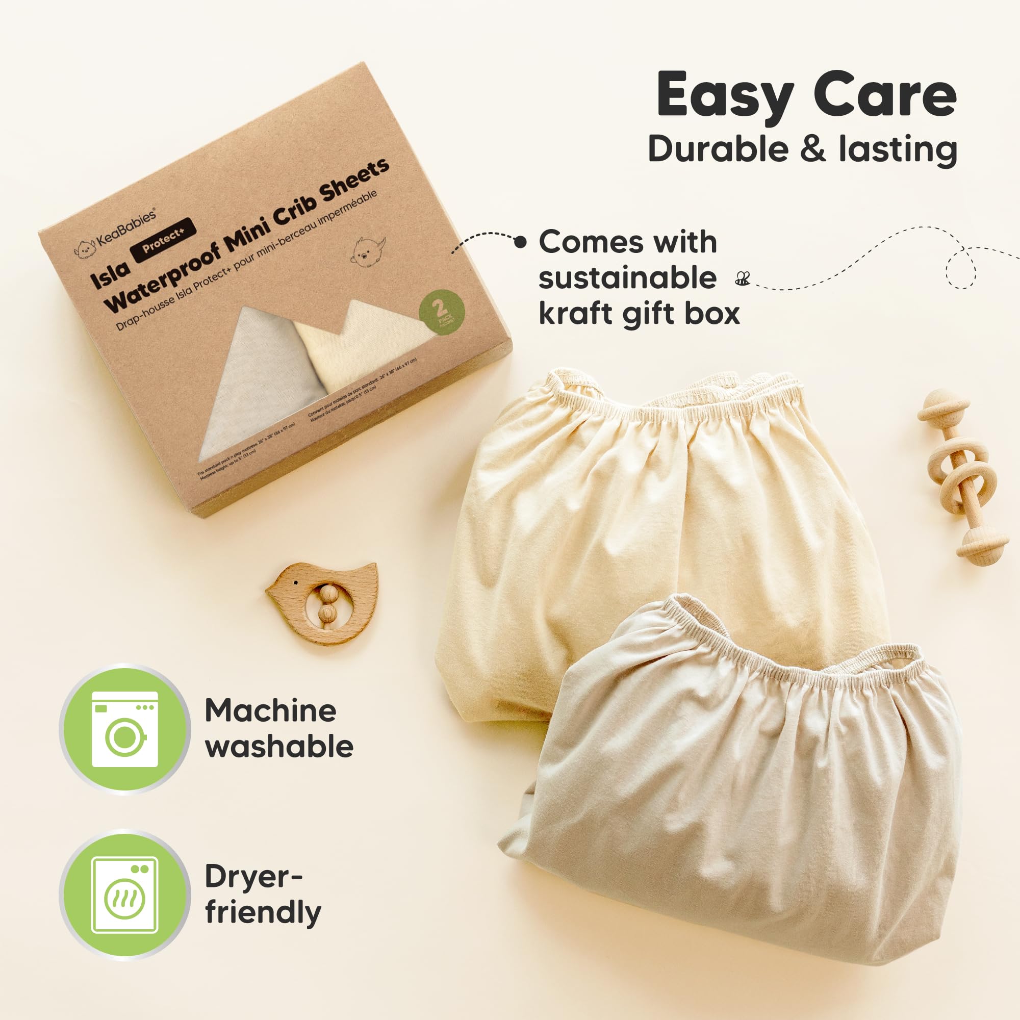 KeaBabies spill-proof playard sheets—keeps play area clean during busy days