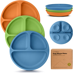 KeaBabies suction plate on a flat surface demonstrating strong grip for mess-free meals.