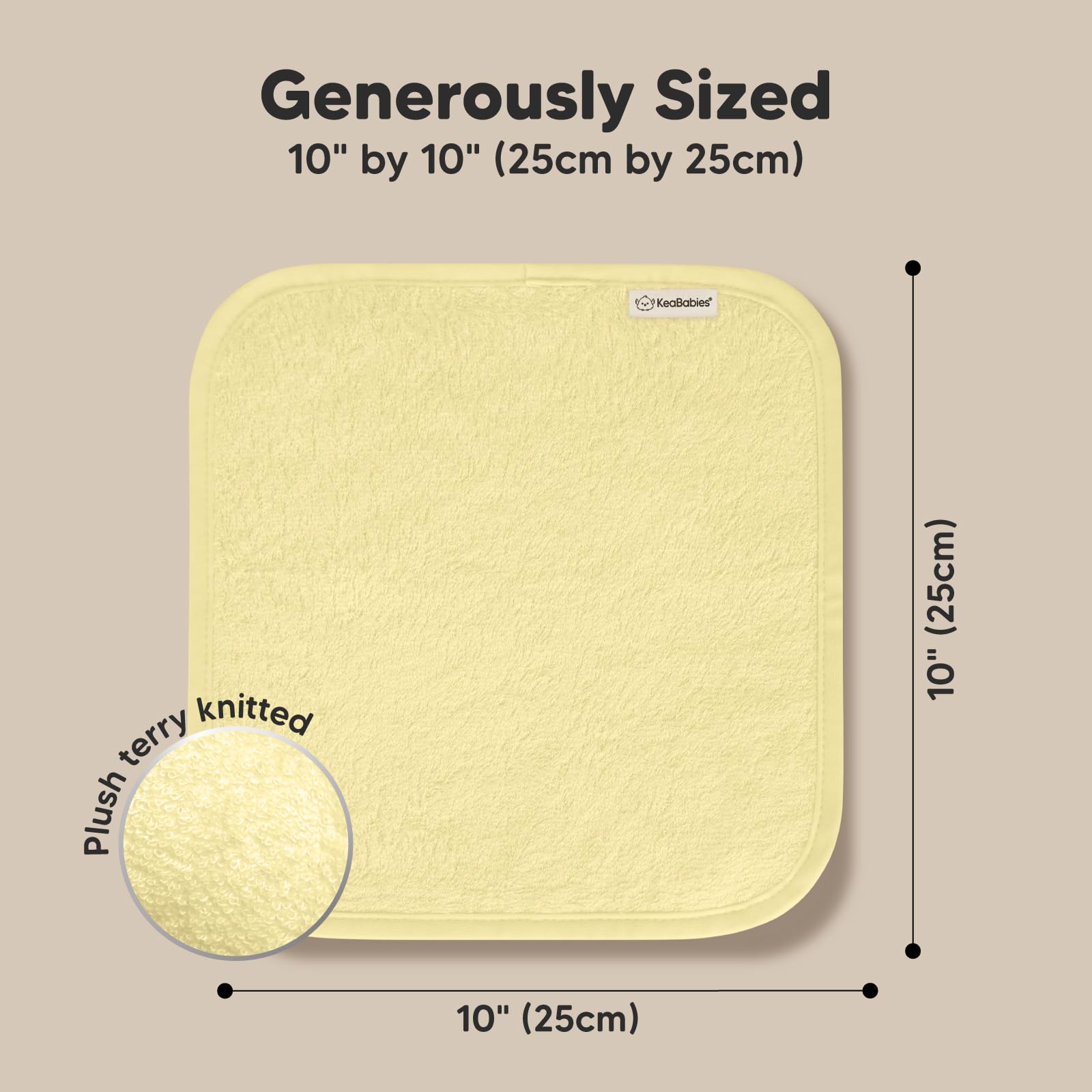 KeaBabies Sunshine washcloth cleanses and lightly exfoliates delicate baby skin during bath.