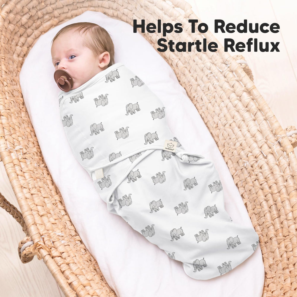 KeaBabies Soothe Zippy Swaddle worn by baby during bedtime scene