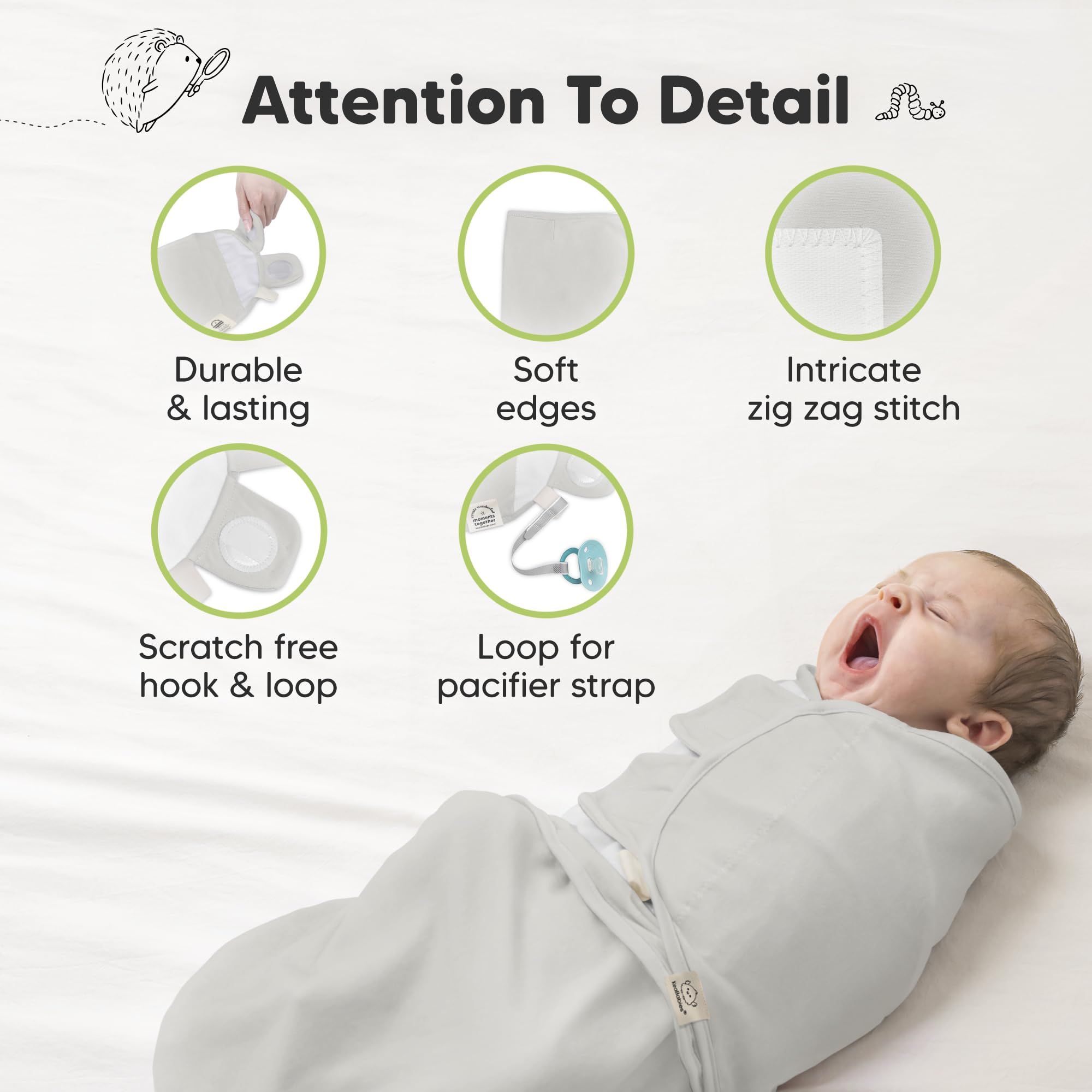 KeaBabies The Wild swaddle-knit closeup demonstrates 2-way stretch durability.