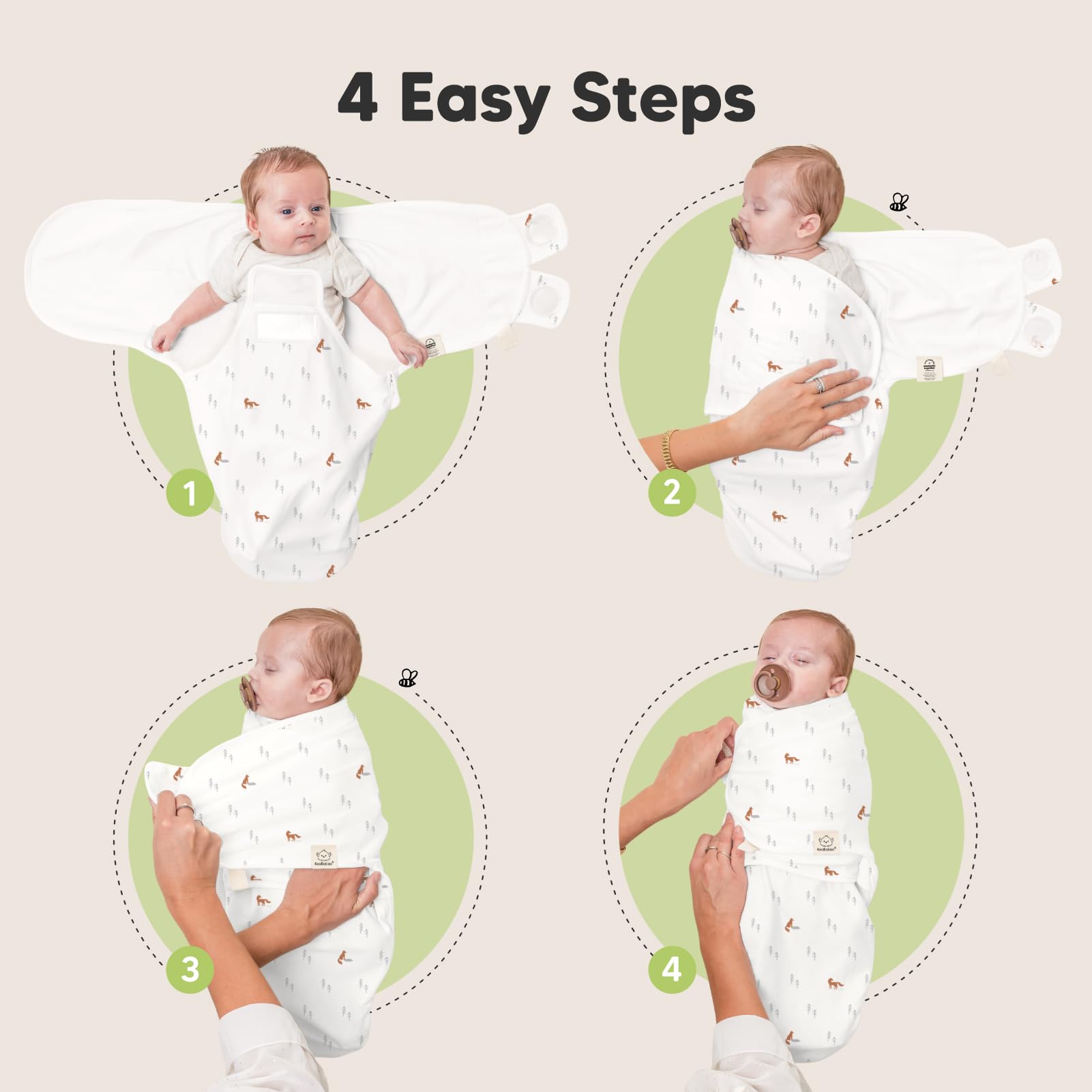 KeaBabies Swaddle Sleep Sack Forest fabric-closeup highlighting durable-knit construction.