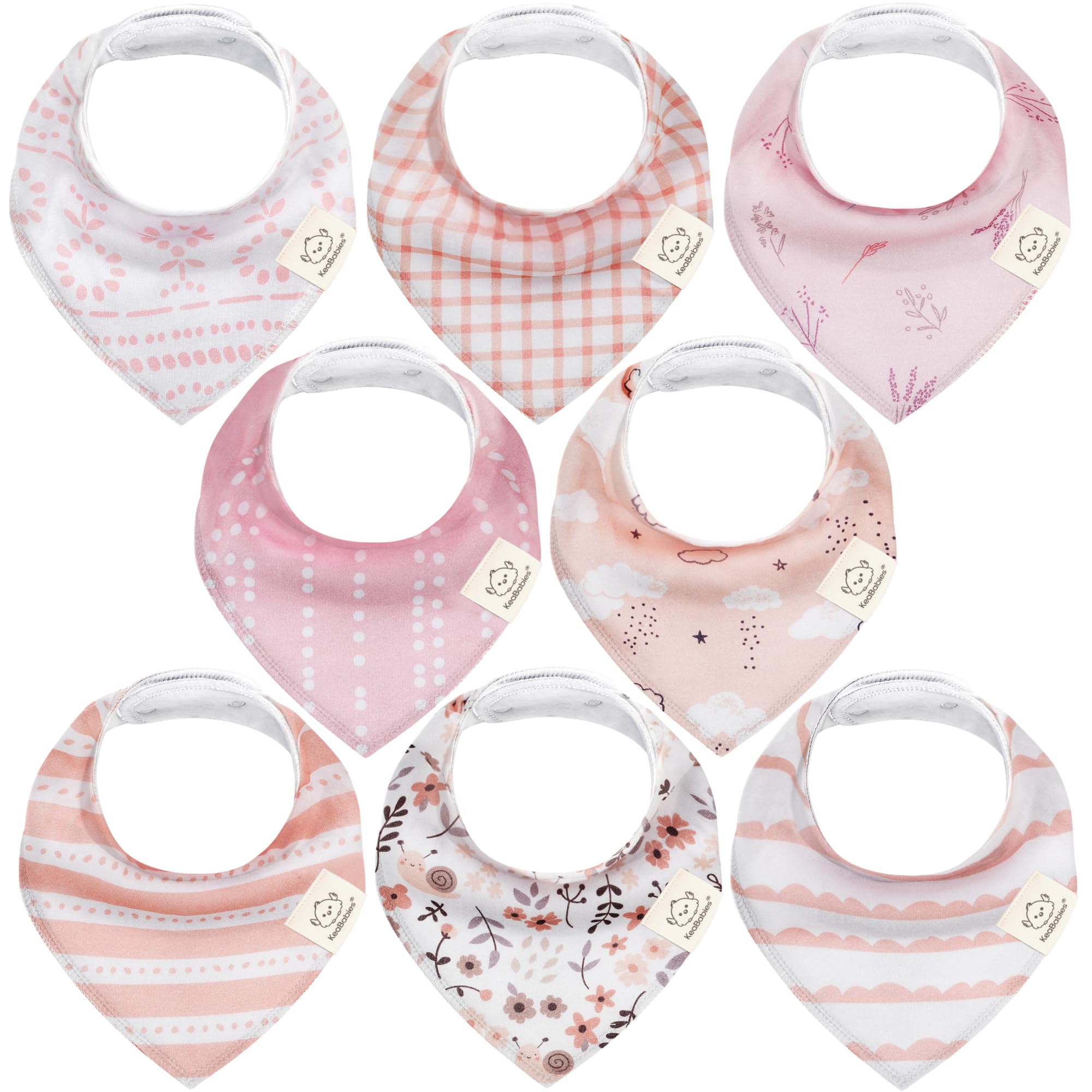 KeaBabies Sweet Charm bandana bib closeup—ultra-soft cotton suits delicate skin.