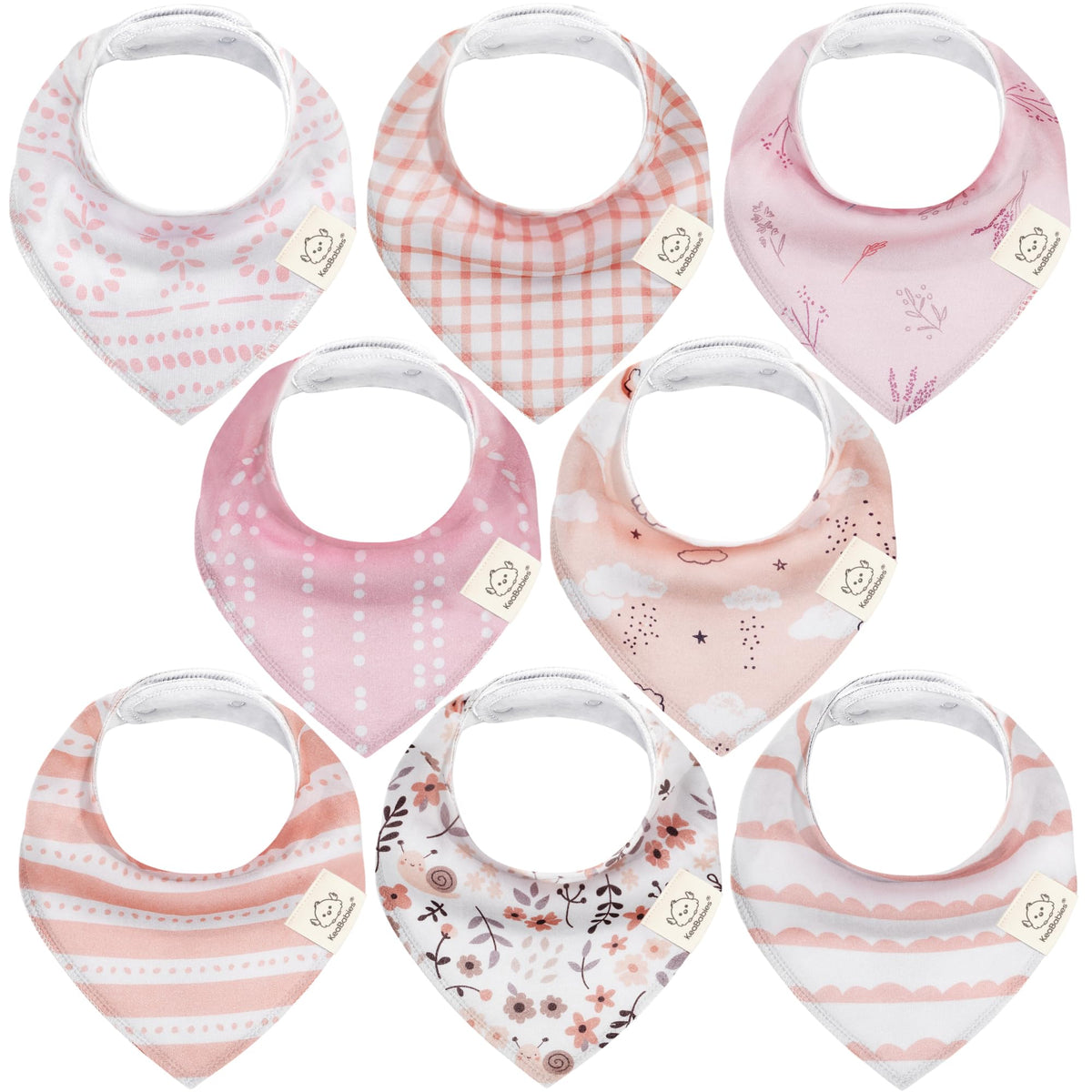 KeaBabies Sweet Charm bandana bib closeup—ultra-soft cotton suits delicate skin.