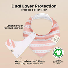 KeaBabies Sweet Charm bandana bib worn by baby for everyday drool protection.