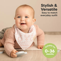 KeaBabies Sweet Charm bandana bib worn to coordinate outfits for daily looks.