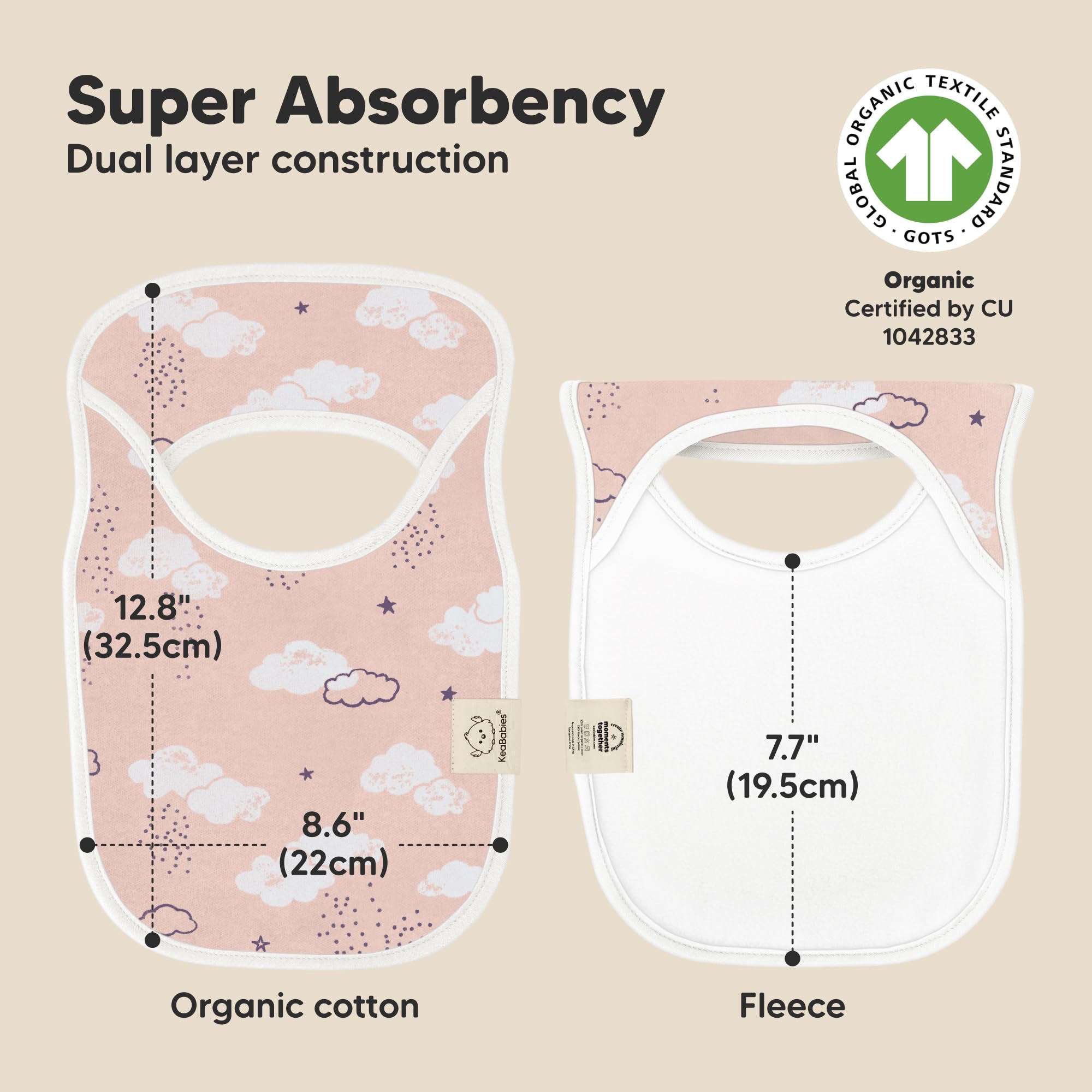 KeaBabies Sweet Charm bibs organic cotton texture for sensitive skin