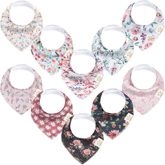 KeaBabies Tea Party bandana bib fabric detail highlights soft organic cotton gentle on delicate skin.