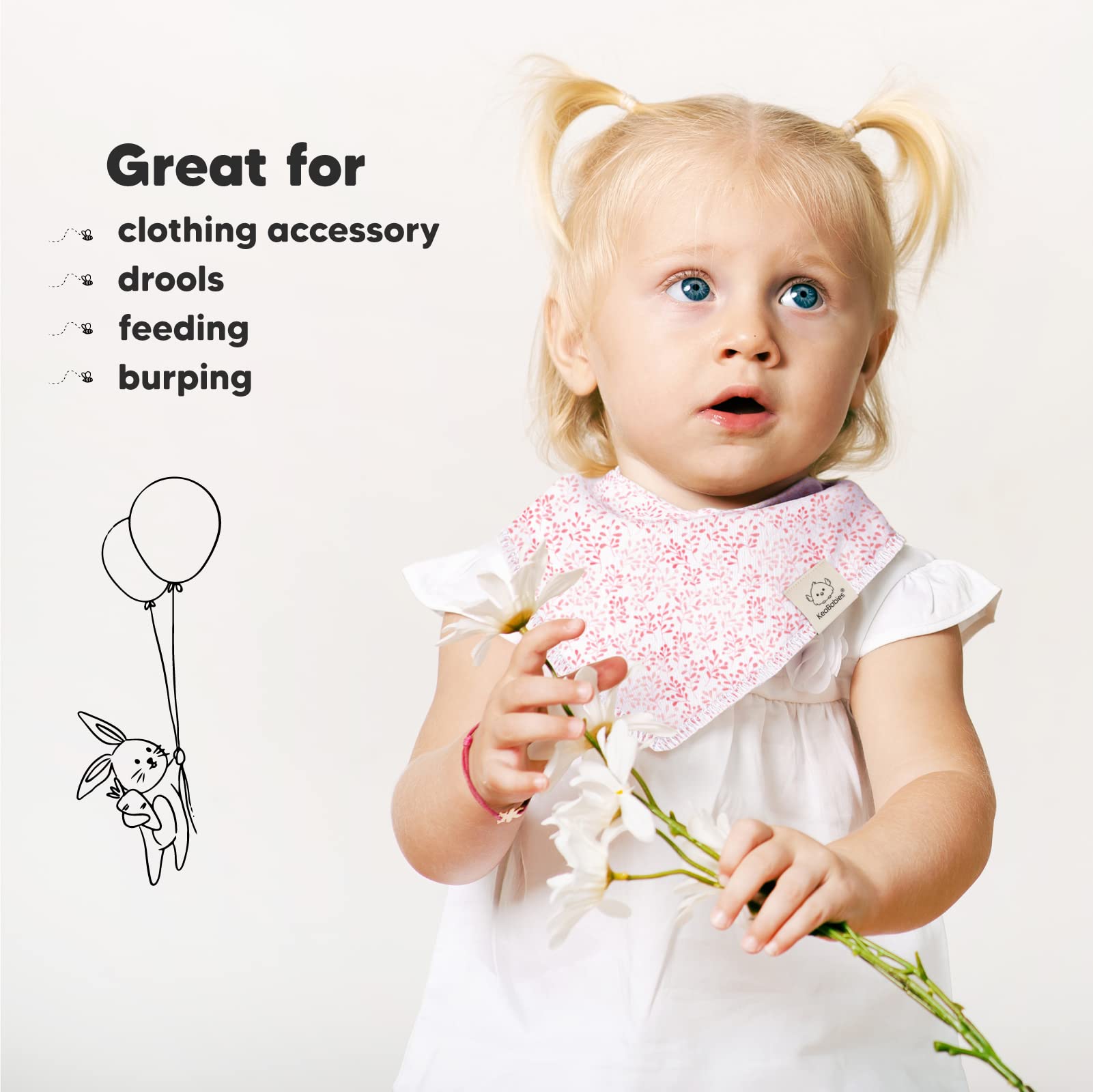 KeaBabies Tea Party bandana bib lightweight daily-wear experience.