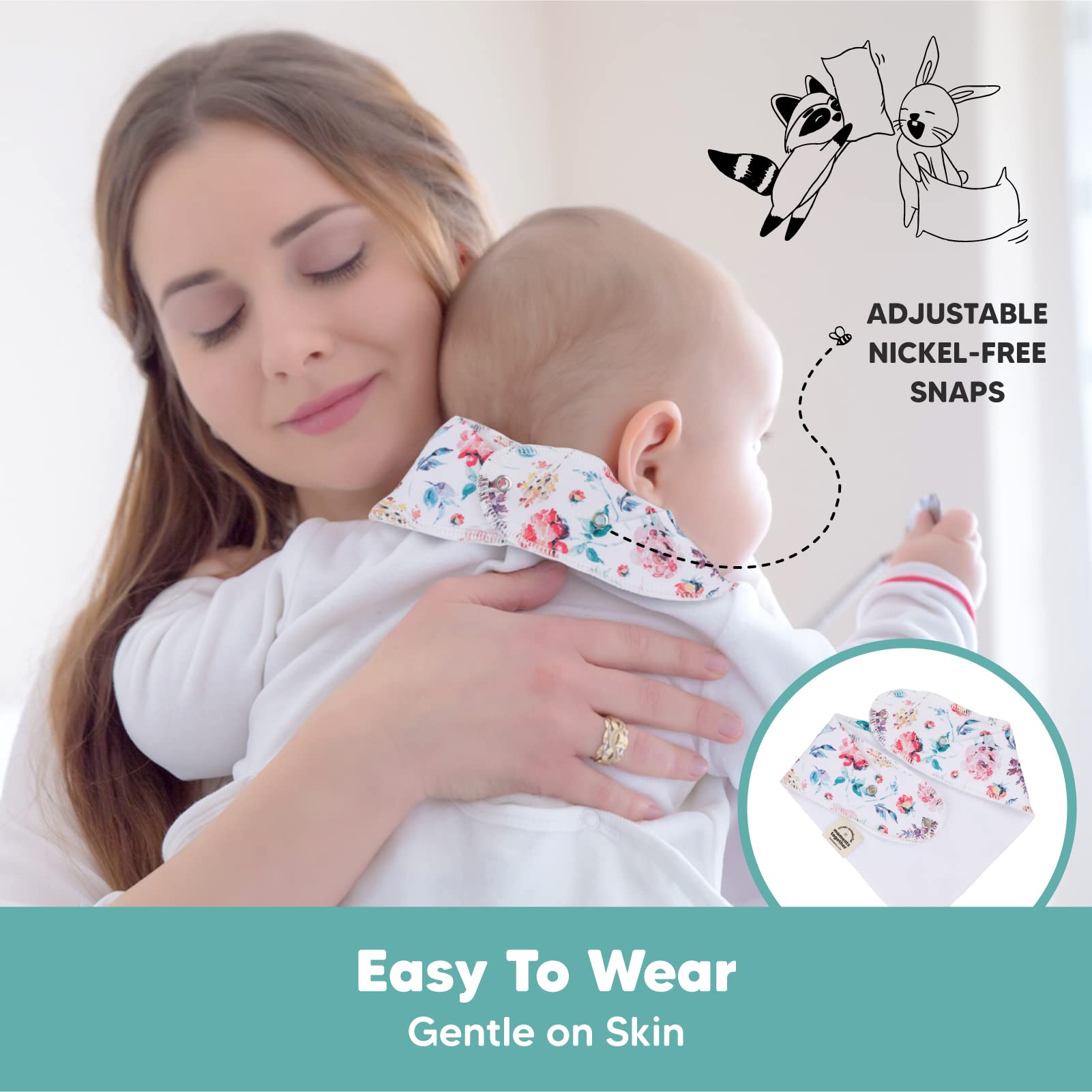 KeaBabies Tea Party bandana bib soft-edge comfort for sensitive skin.