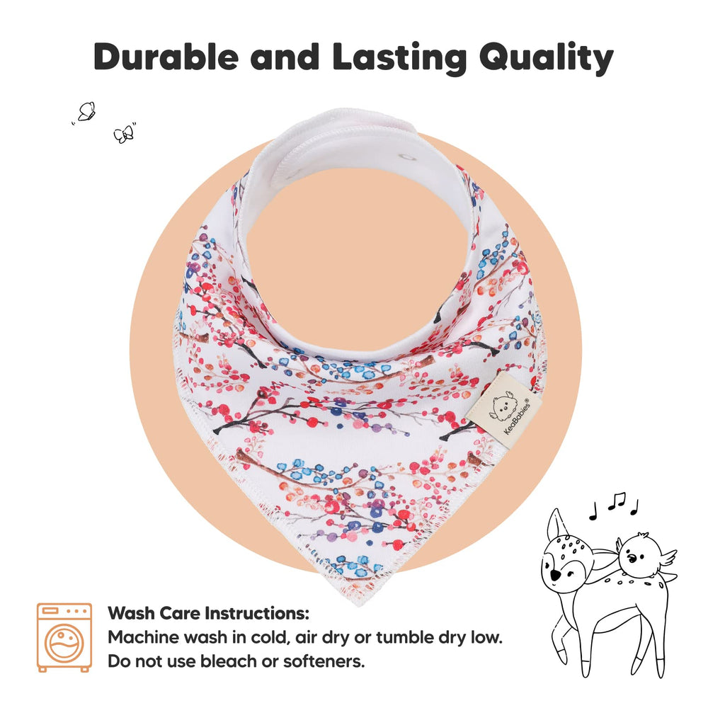 KeaBabies Tea Party bandana bib unisex design for any outfit.