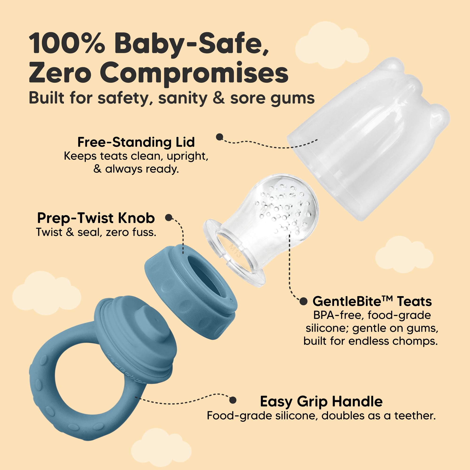 KeaBabies teether-popsicle option cools and comforts teething in ocean color.