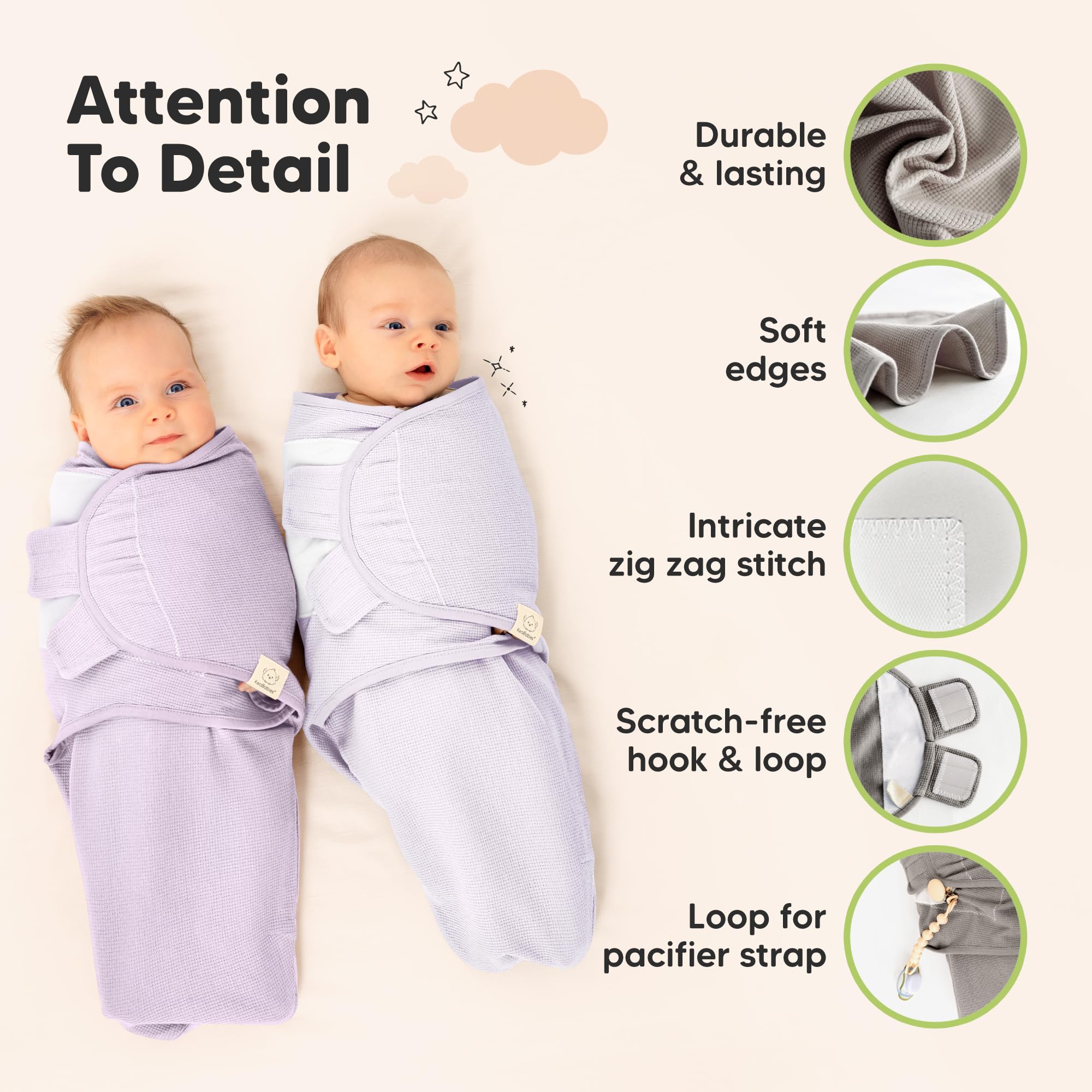 KeaBabies newborn swaddle set with three-pack option simplifies shopping.