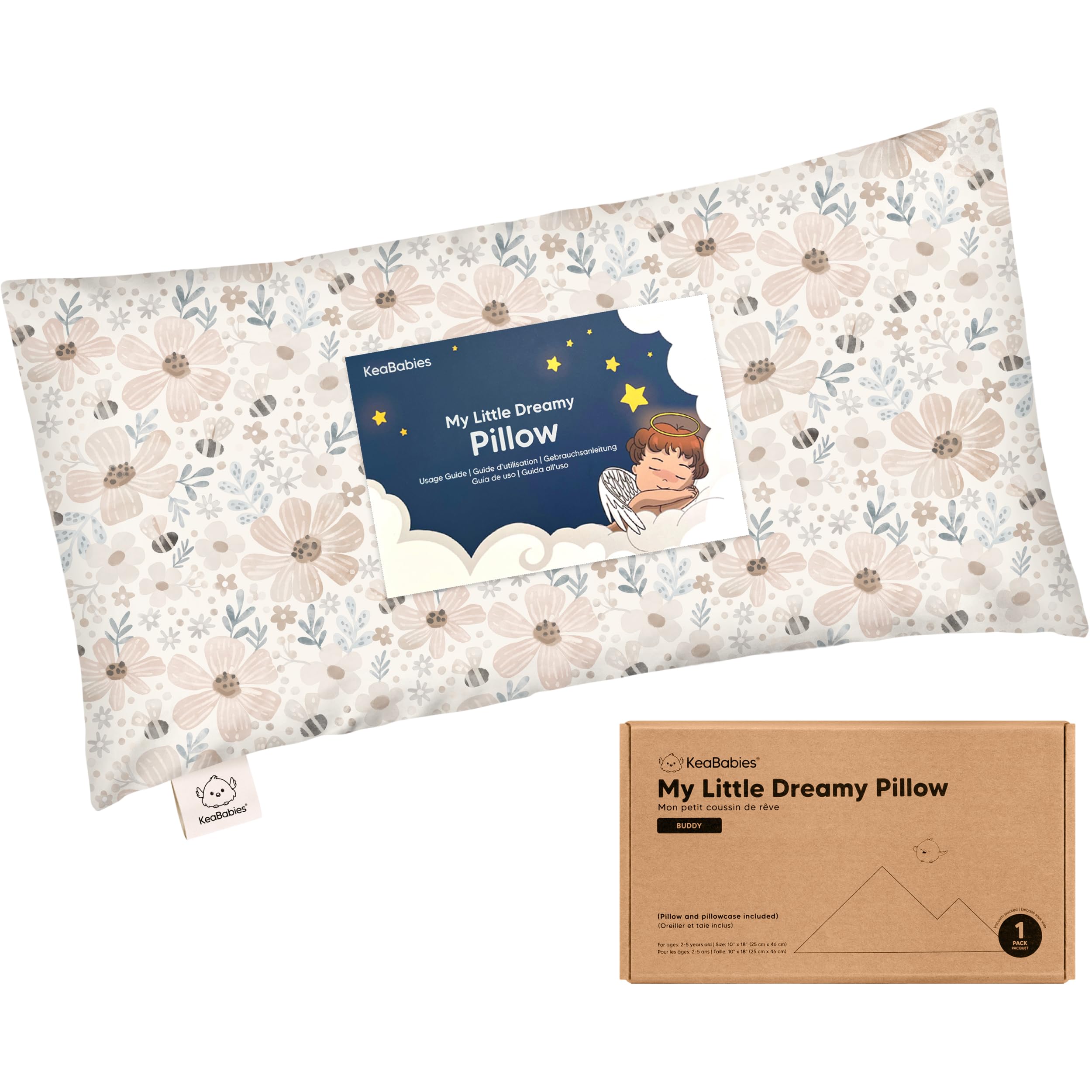 KeaBabies Toddler Pillow 10x18 dreamy-setup for travel and cozy naps.