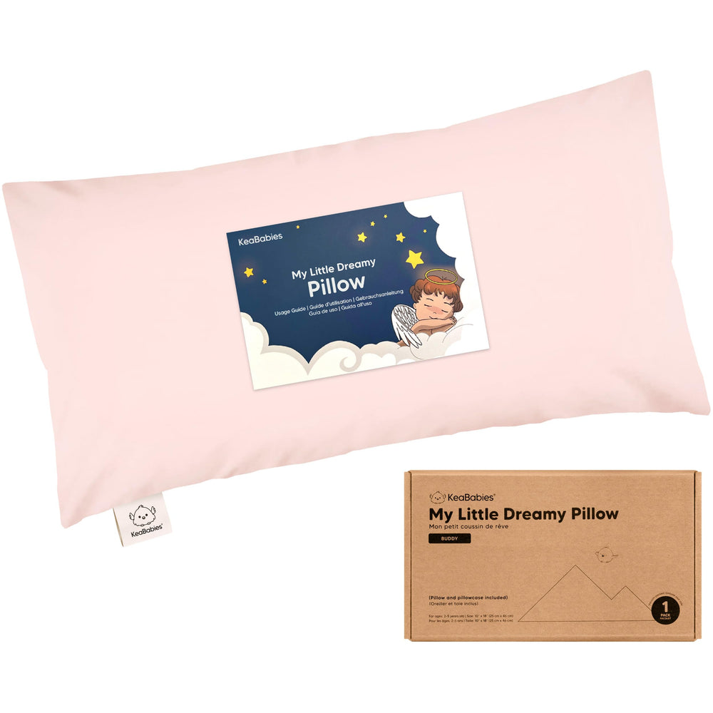 KeaBabies toddler pillow 10x18 mist pink ready for travel naps
