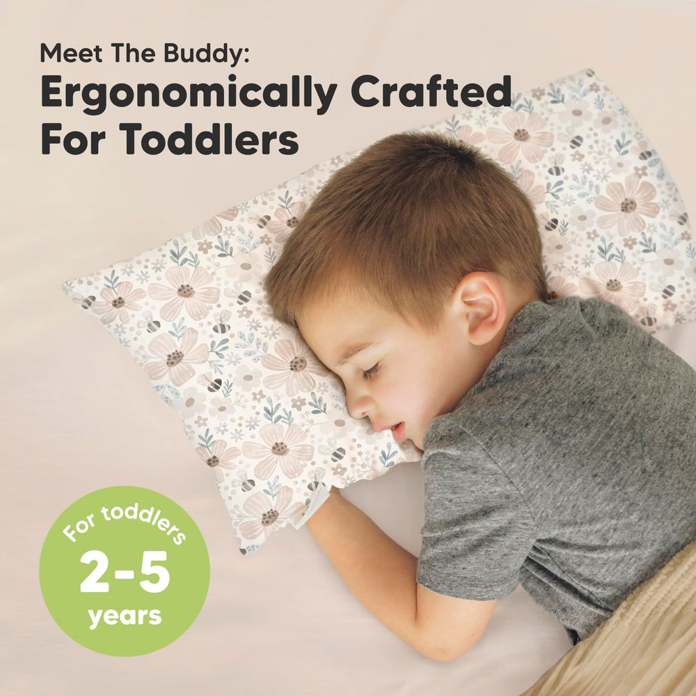 KeaBabies Toddler Pillow 10x18 side-sleep view promotes aligned posture.