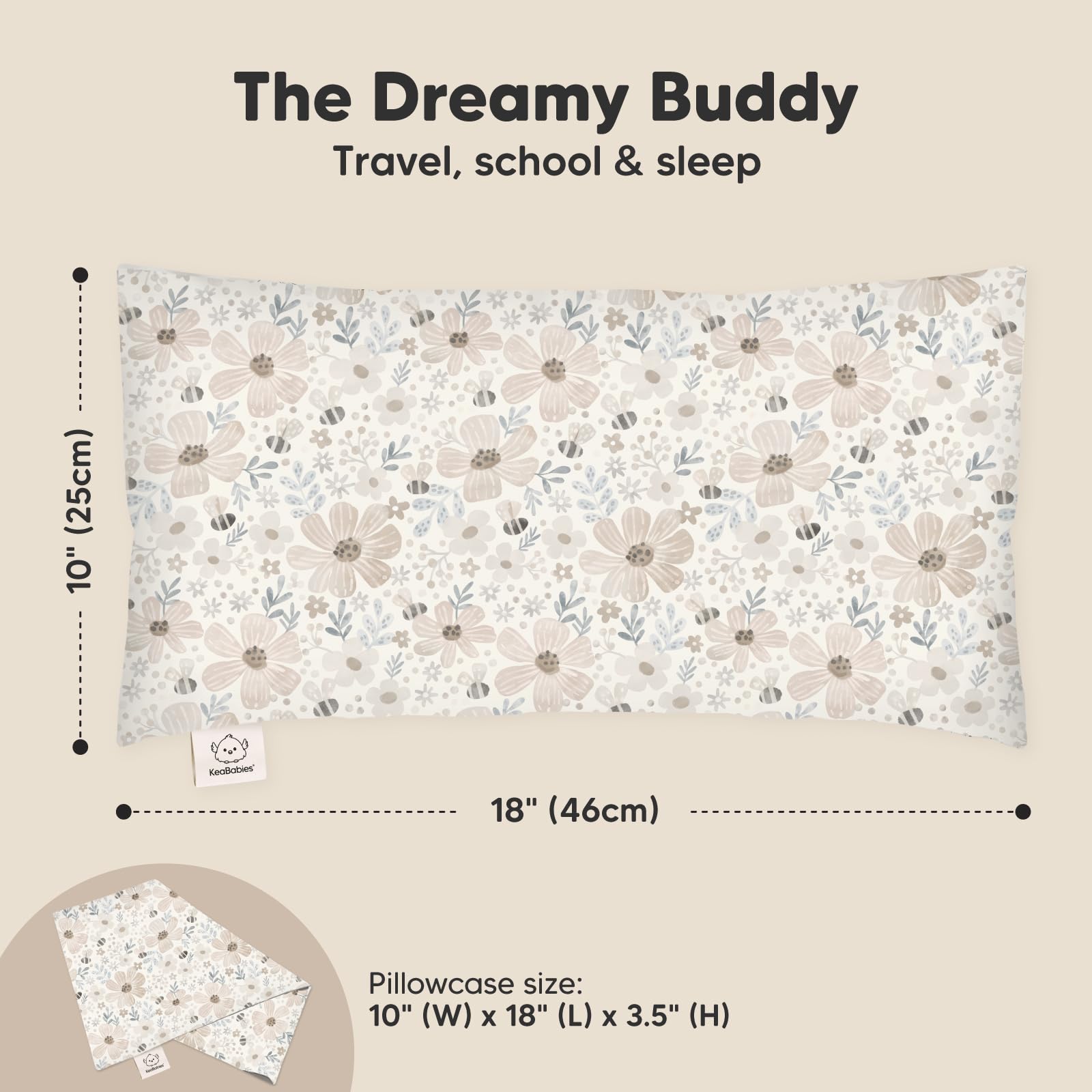 KeaBabies Toddler Pillow 10x18 travel-compact for on-the-go rests.