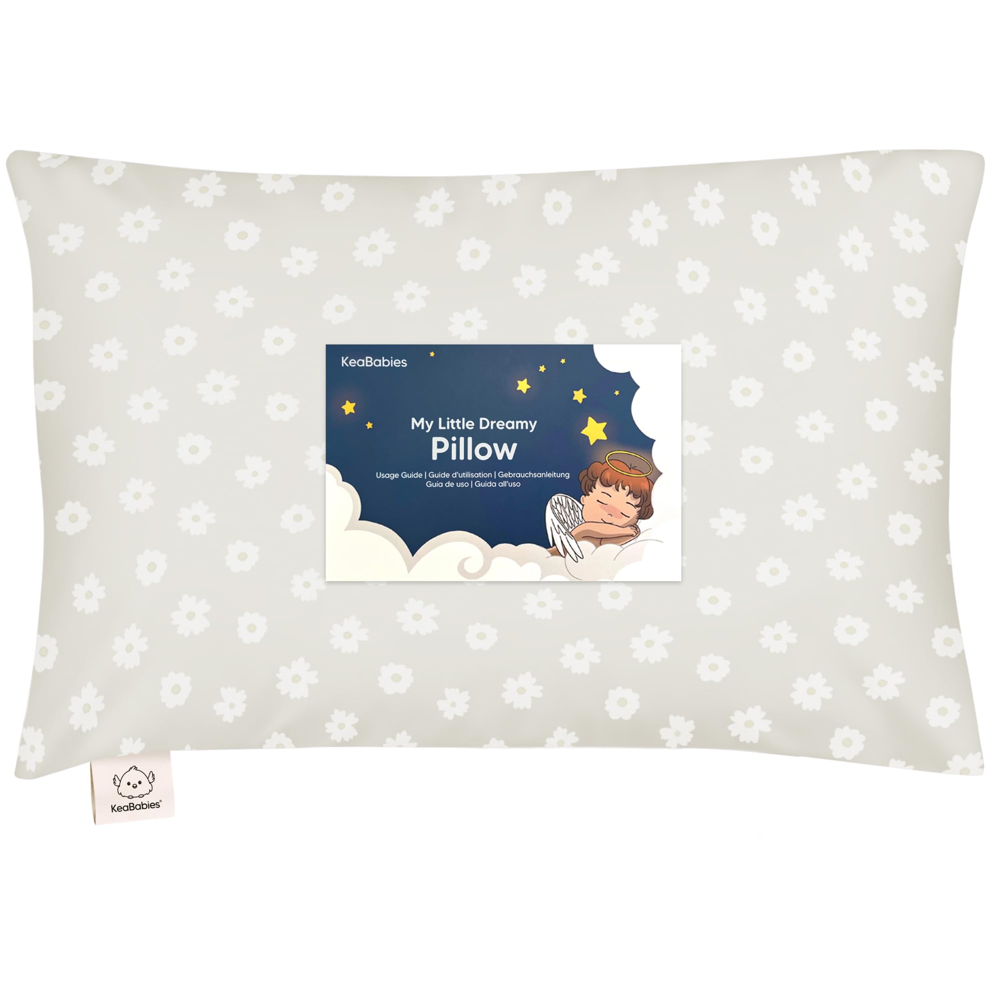 KeaBabies toddler pillow 13x18 Meadow closeup highlighting plush surface for comfort.