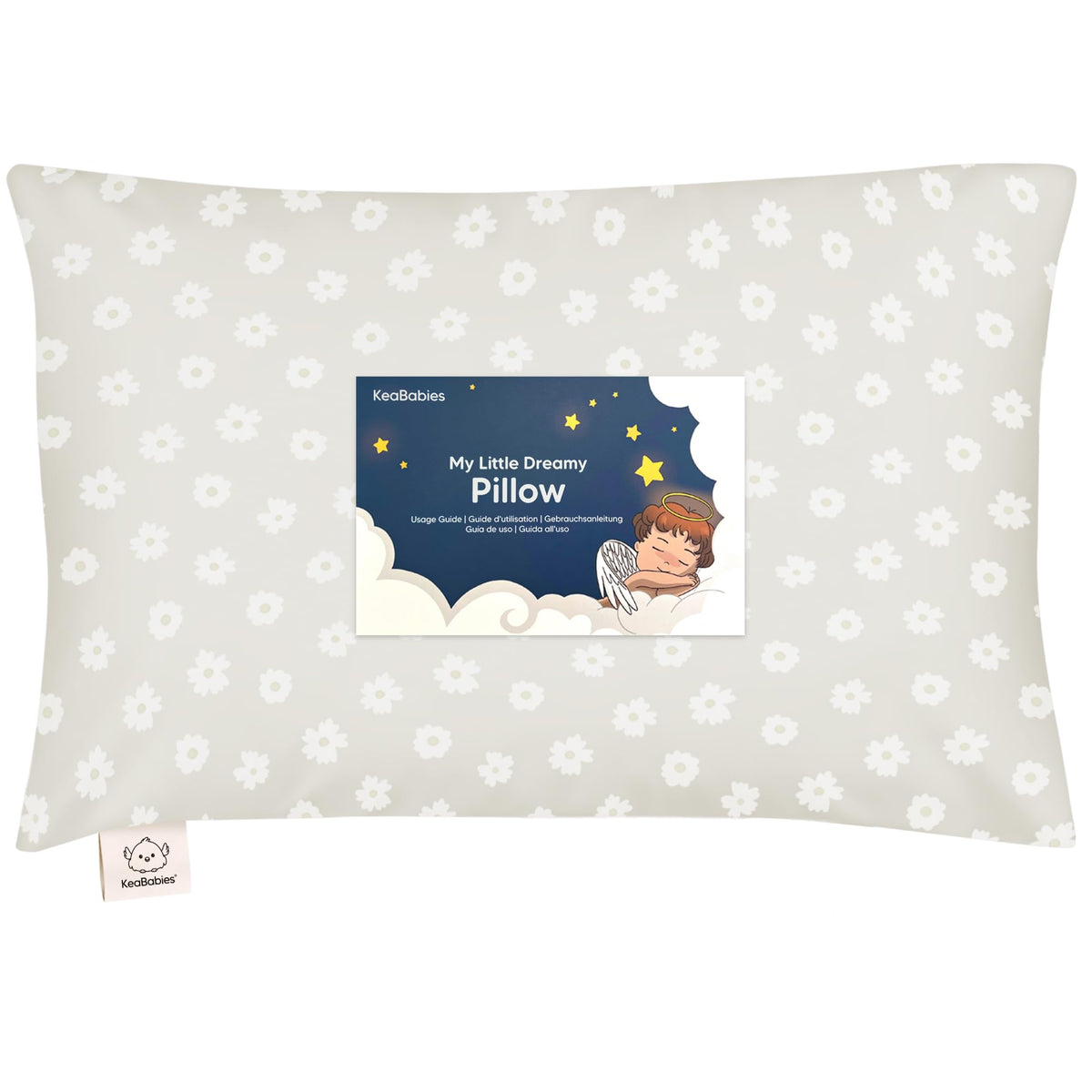 KeaBabies toddler pillow 13x18 Meadow closeup highlighting plush surface for comfort.
