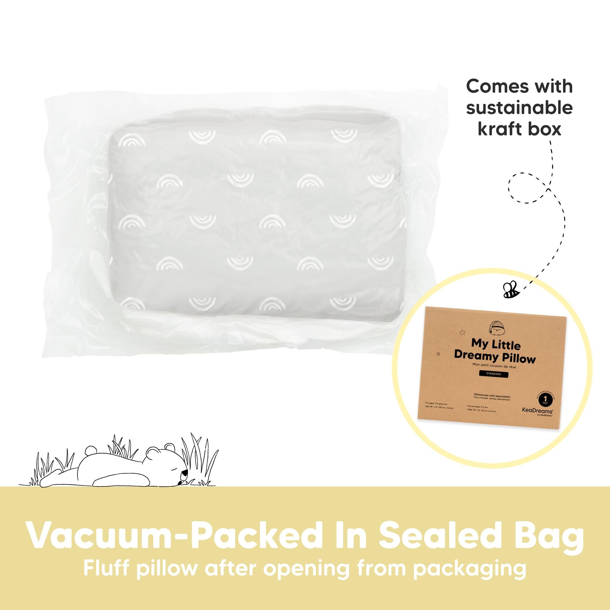 KeaBabies 13x18 dimension highlights toddler-sized travel convenience