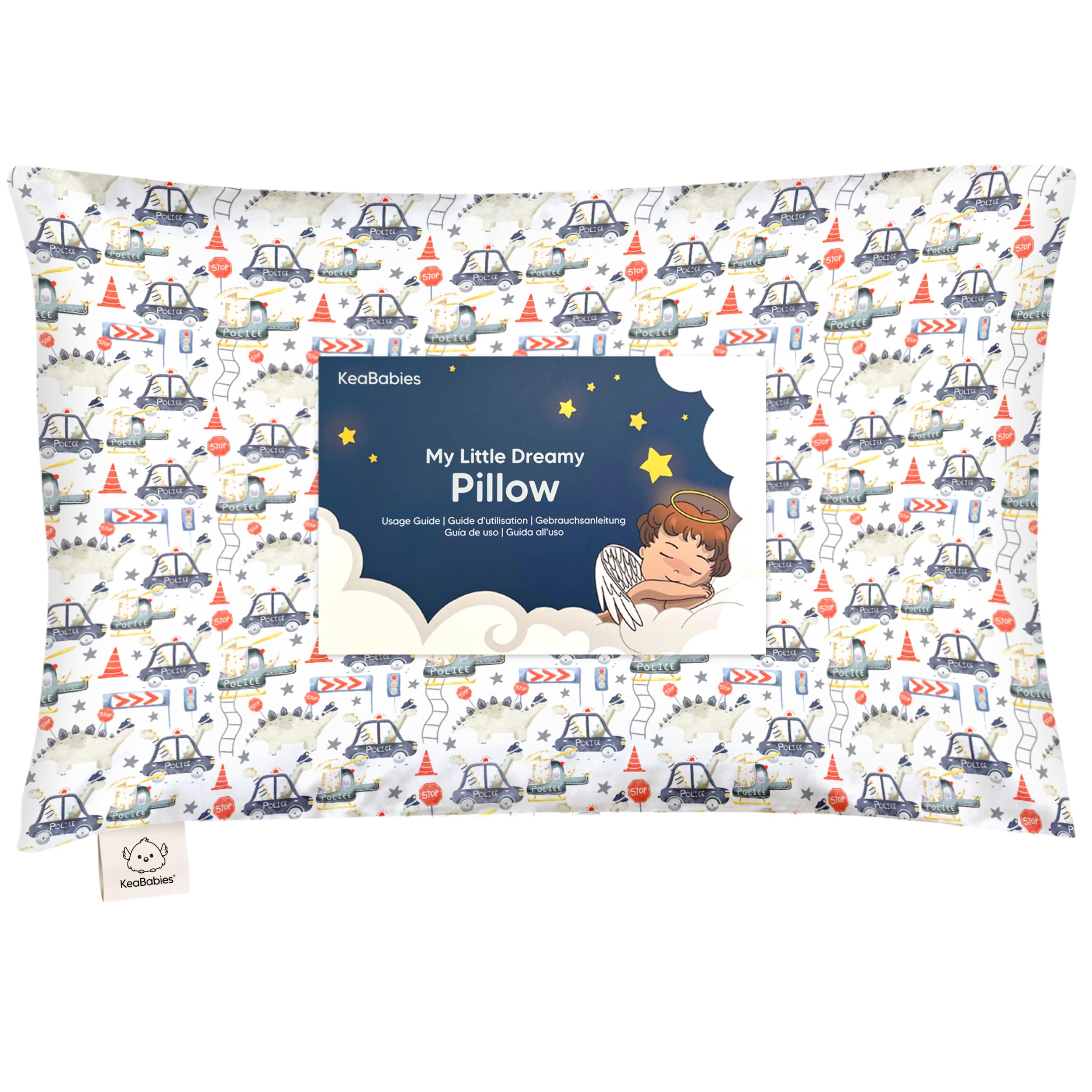 KeaBabies toddler pillow 13x18 with Dino Patrol for better neck support on adventures