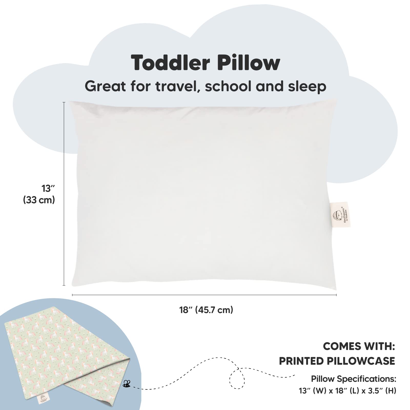 KeaBabies toddler pillow 13x18 ergonomic design close-up