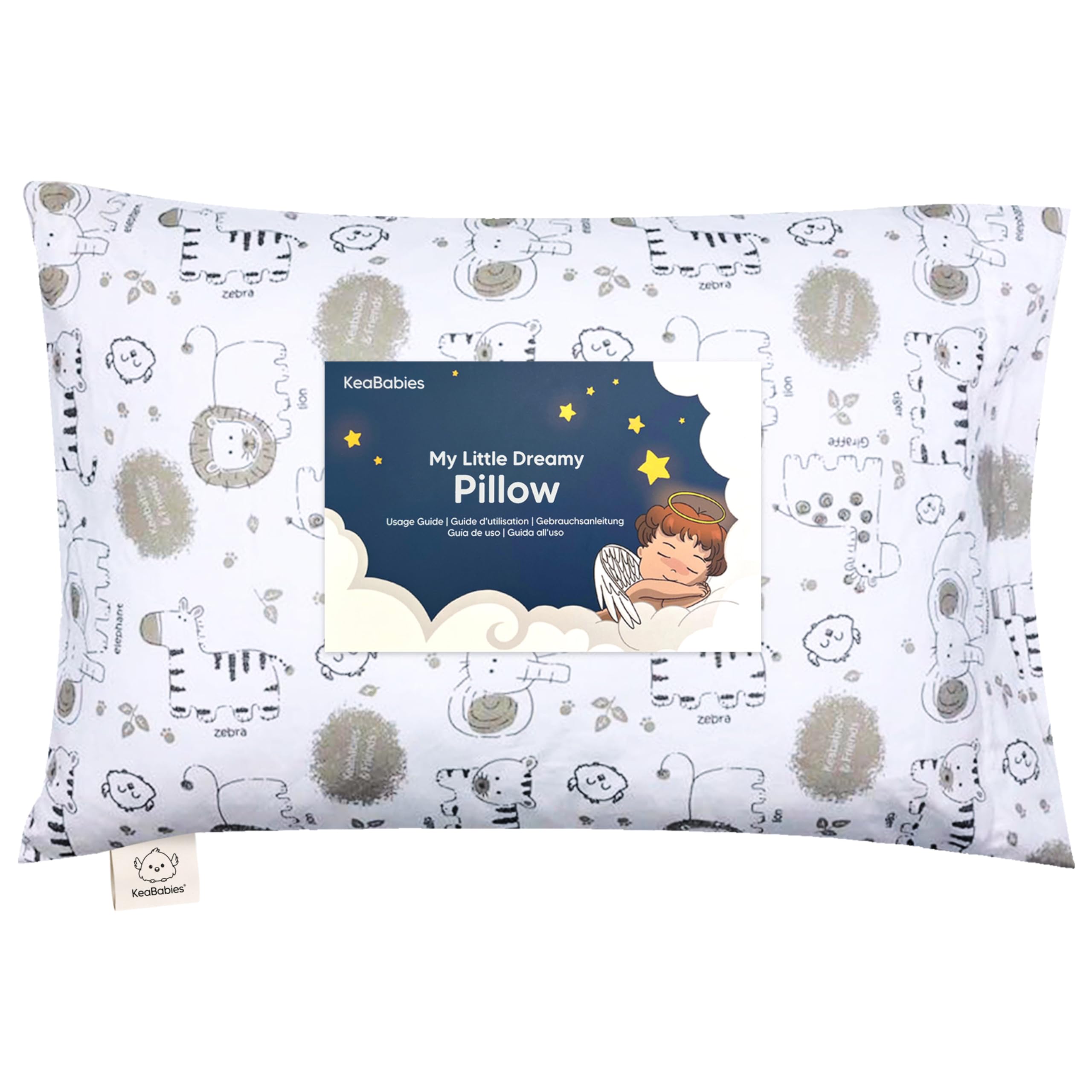 KeaBabies toddler pillow 13x18 shows ergonomic support for restful sleep.