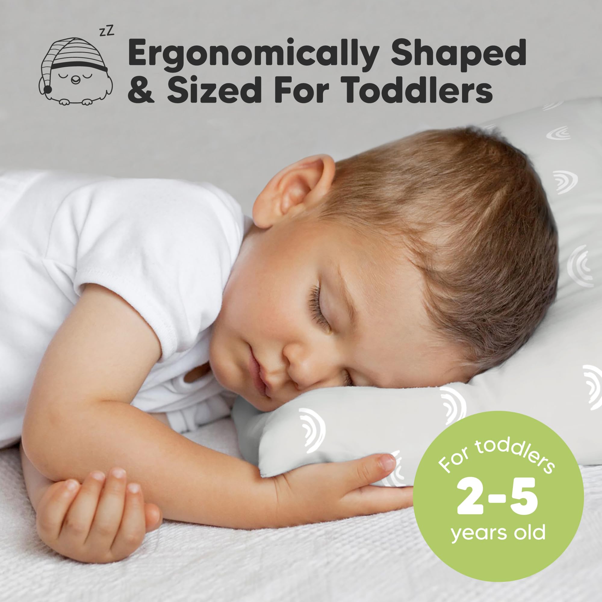 KeaBabies toddler pillow fluffing after opening for plush comfort
