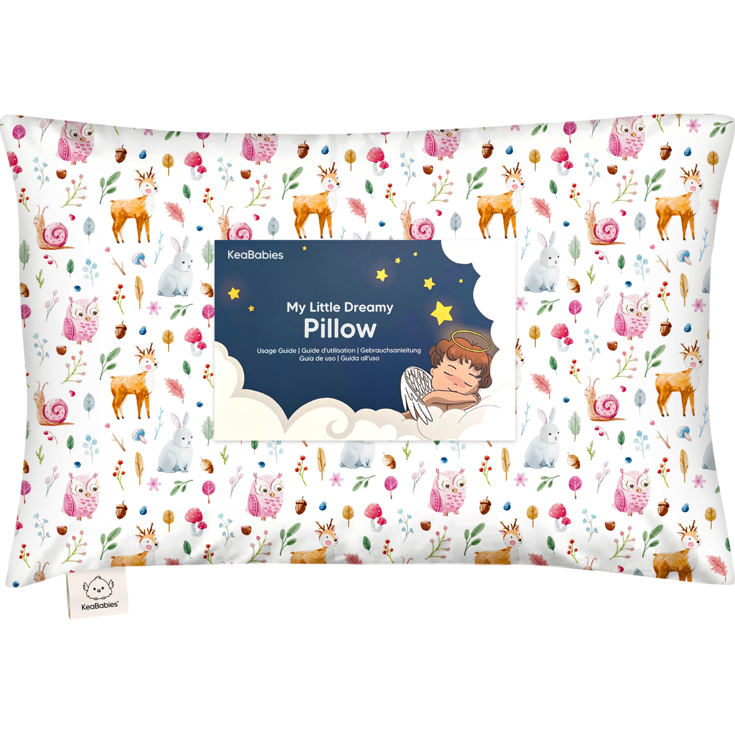 KeaBabies My Little Dreamy toddler pillow Forestland close-up reveals soft fabric and gentle stitching.