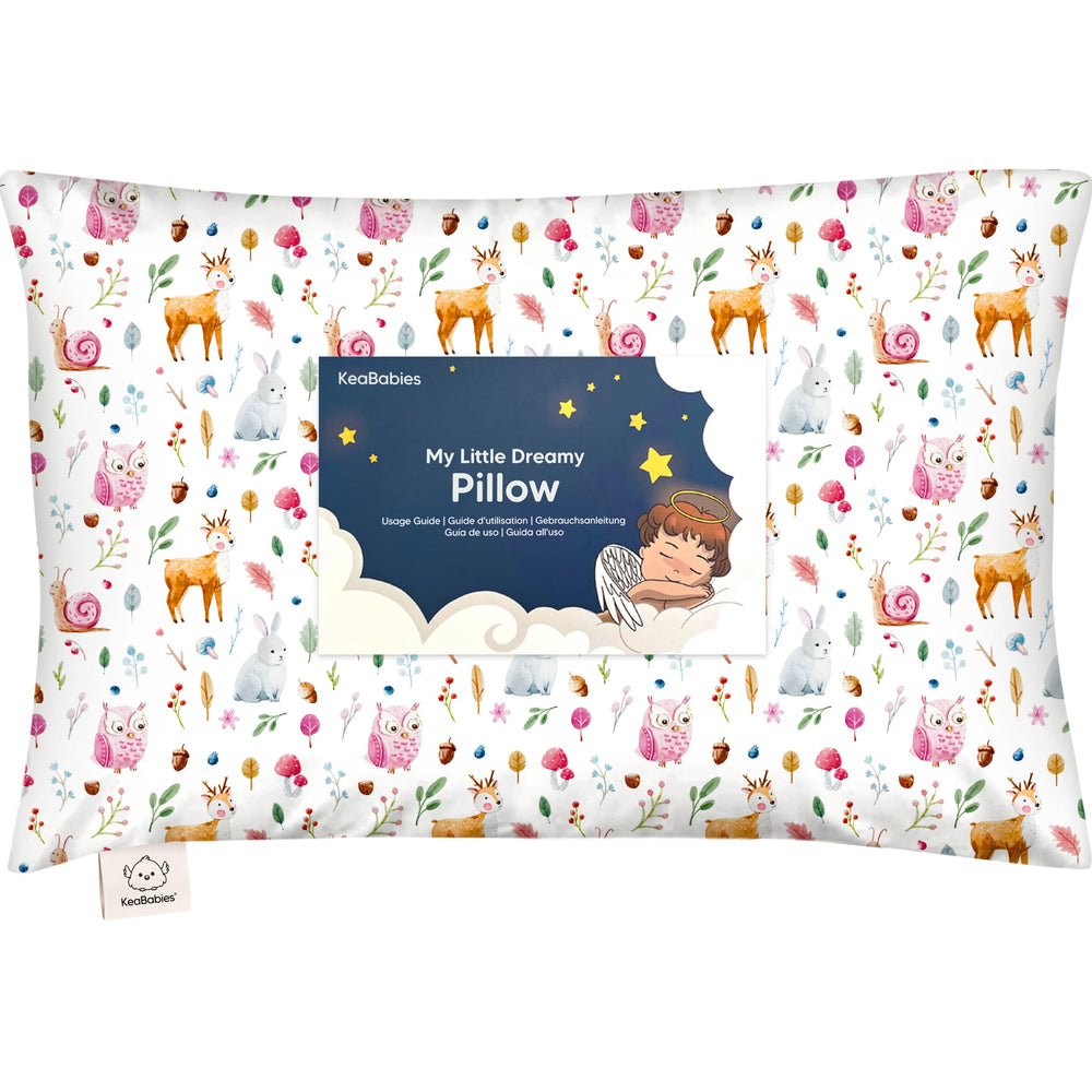 KeaBabies My Little Dreamy toddler pillow Forestland close-up reveals soft fabric and gentle stitching.