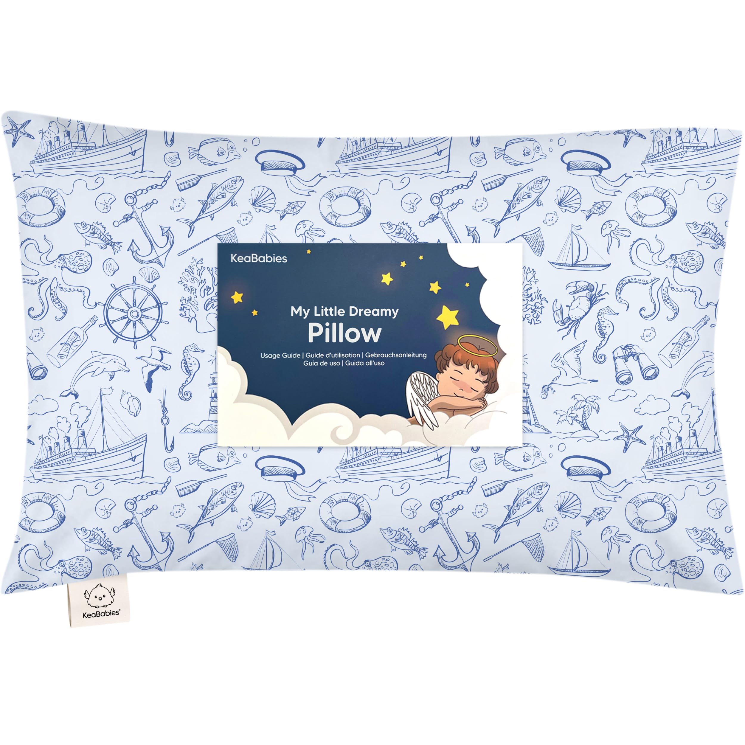 KeaBabies My Little Dreamy Toddler Pillow 13x18 front view supports gentle neck comfort.
