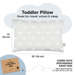 KeaBabies toddler pillow on bed provides ergonomic support for restful sleep