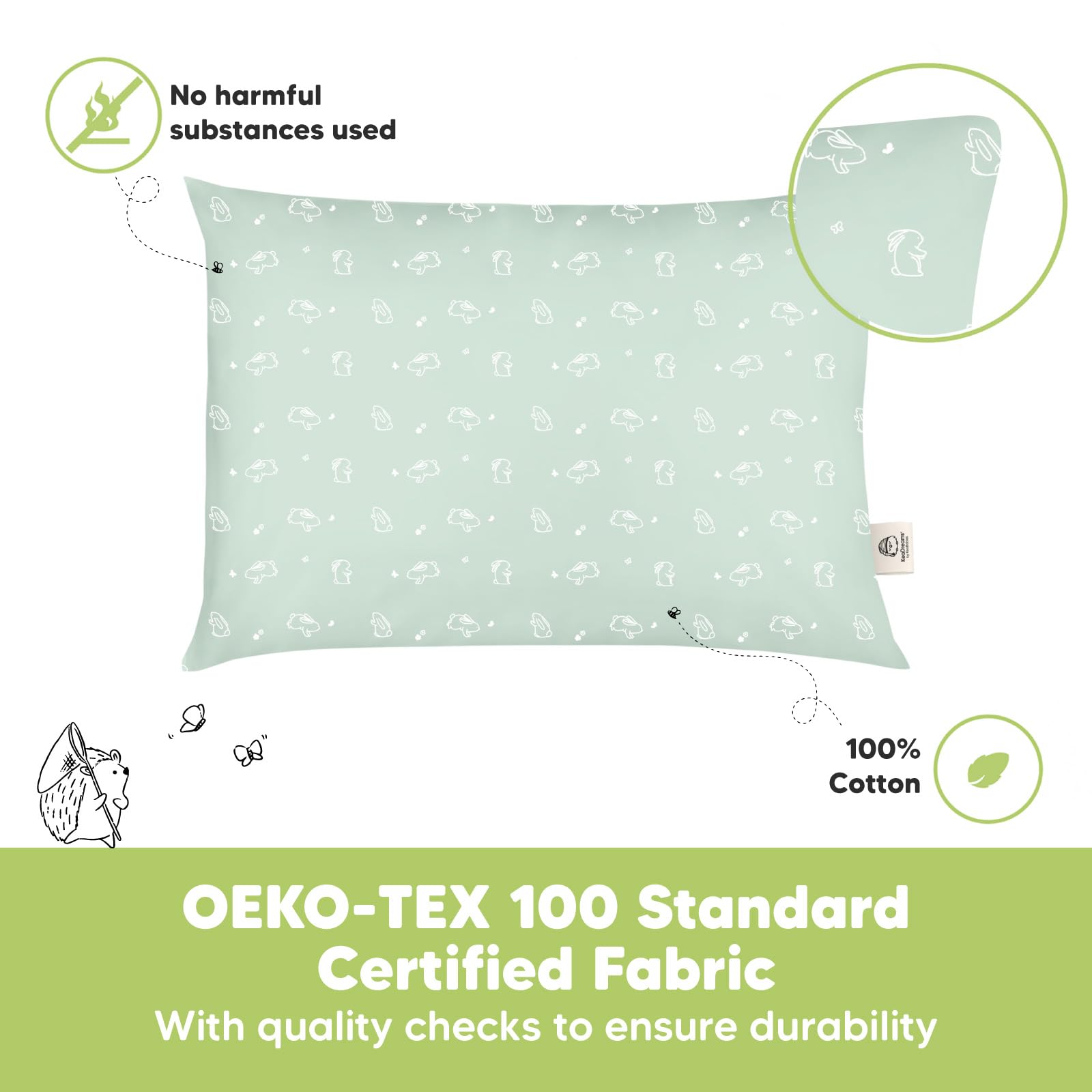 KeaBabies toddler pillow with pillowcase sold separately for styling options.