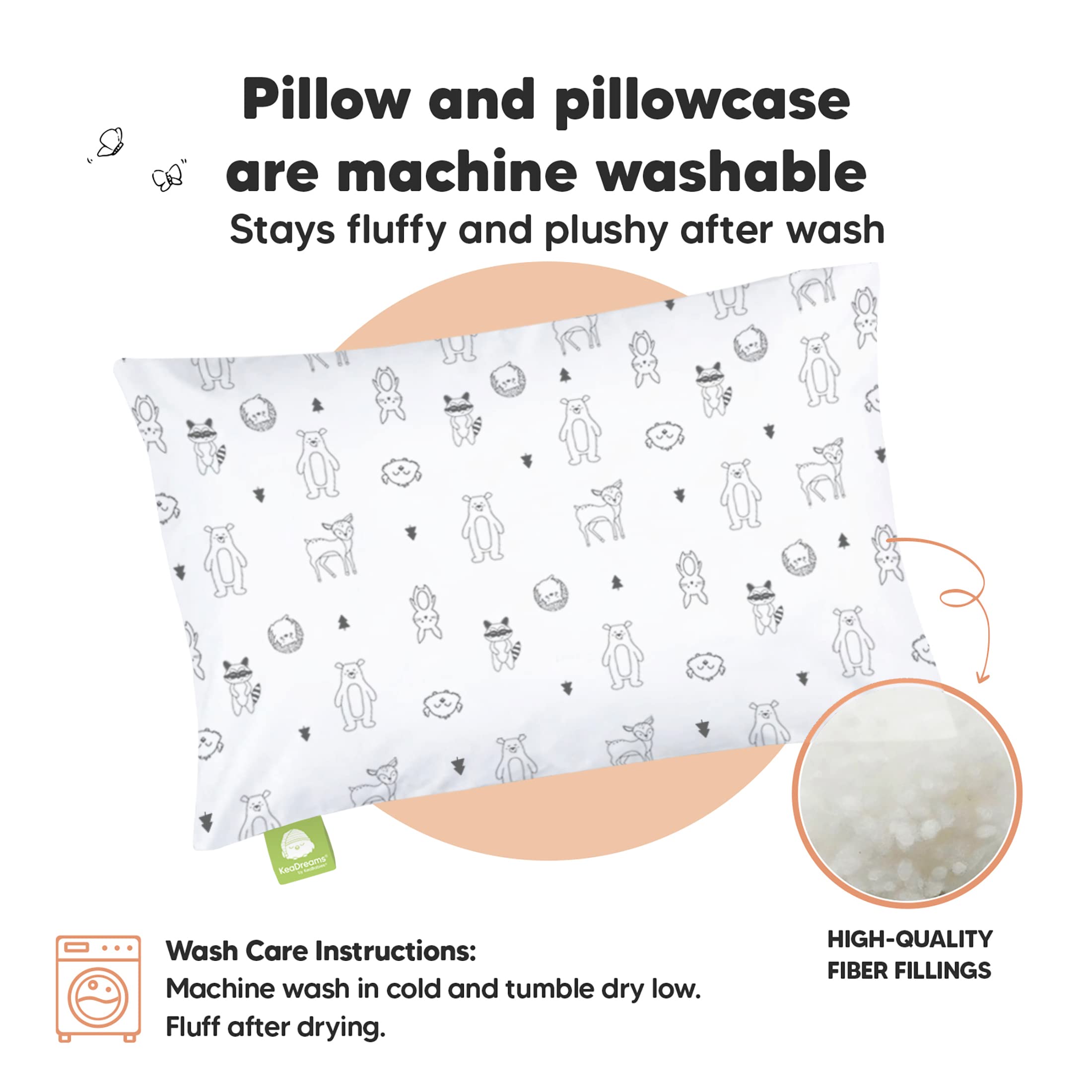 KeaBabies toddler pillow breathable fabric keeps toddlers cool through all seasons.